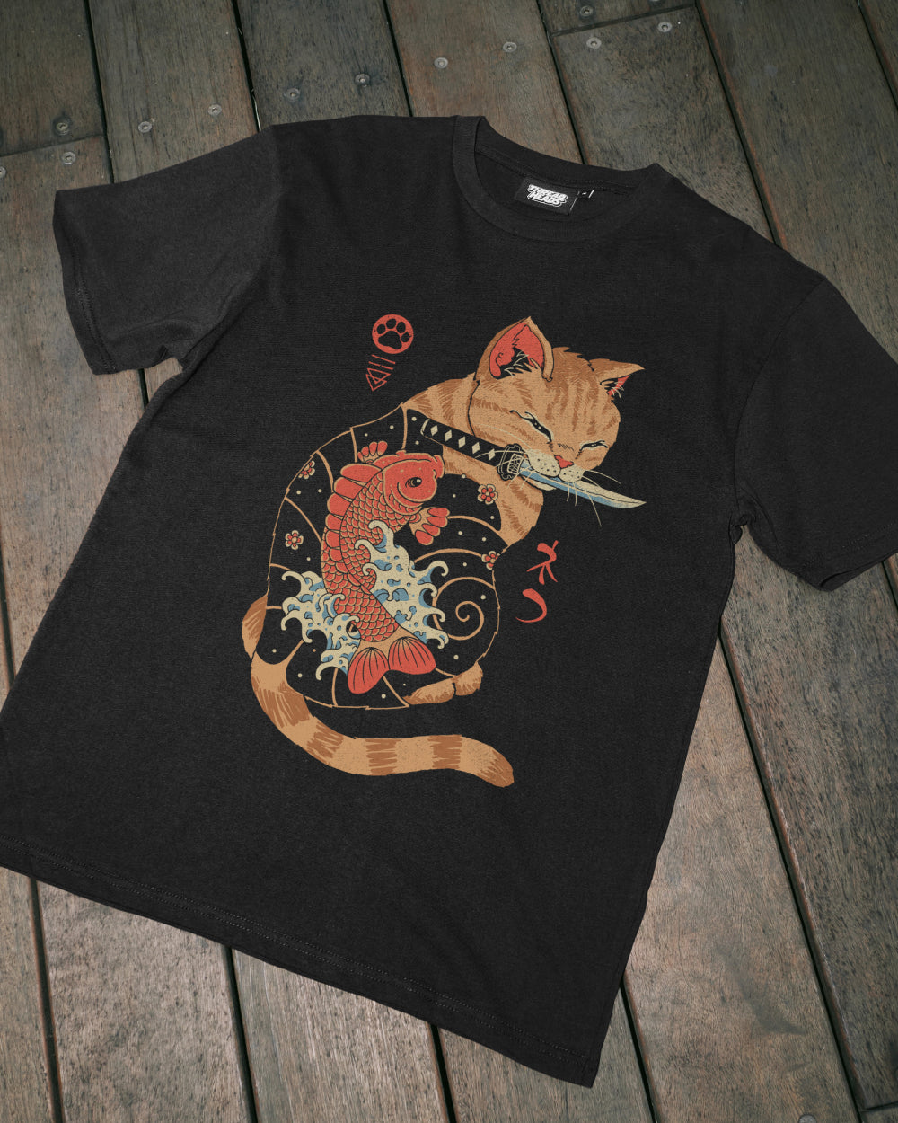 Carp Tattooed Cat T-Shirt Australia Online