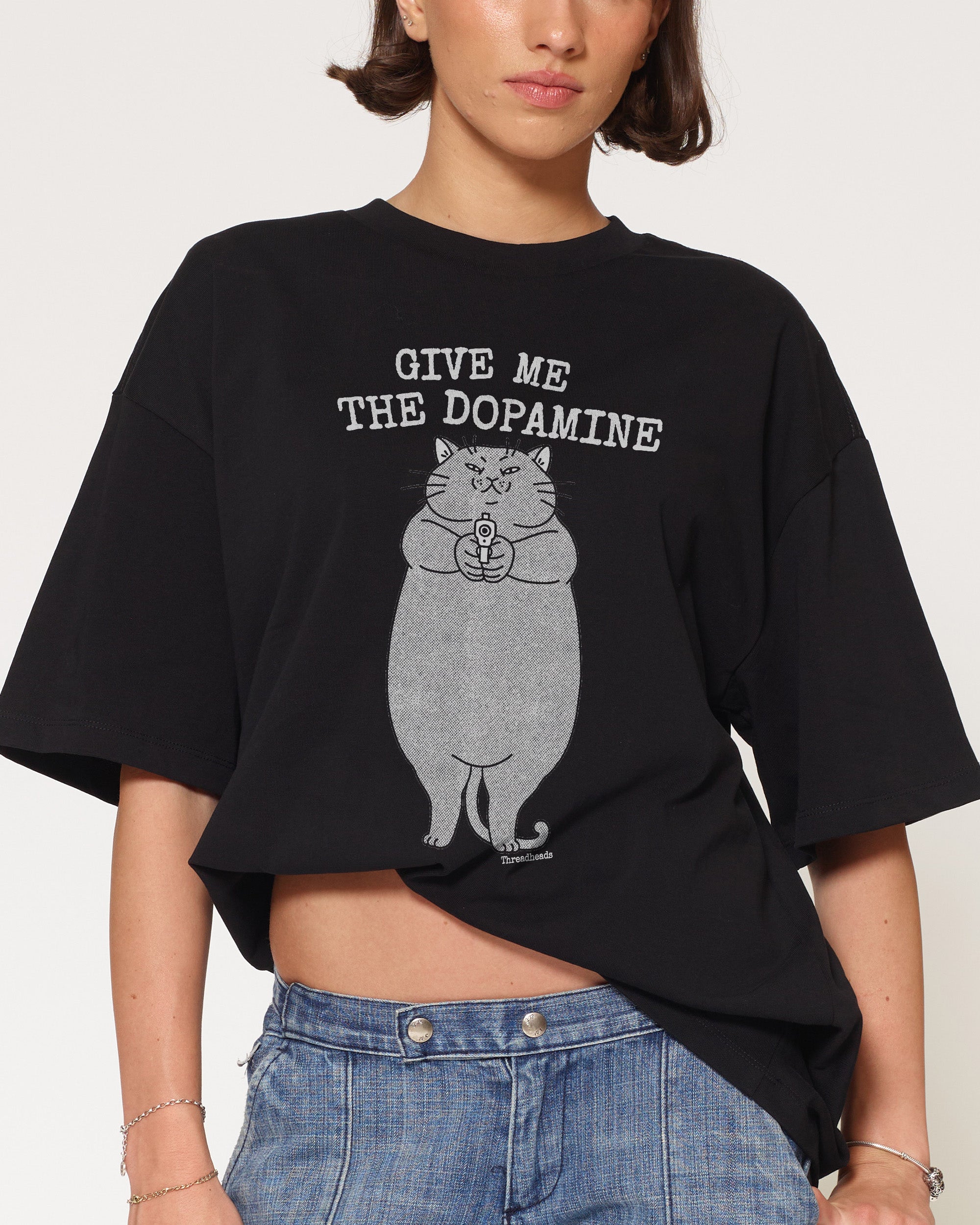 Give Me The Dopamine Black Oversized Tee
