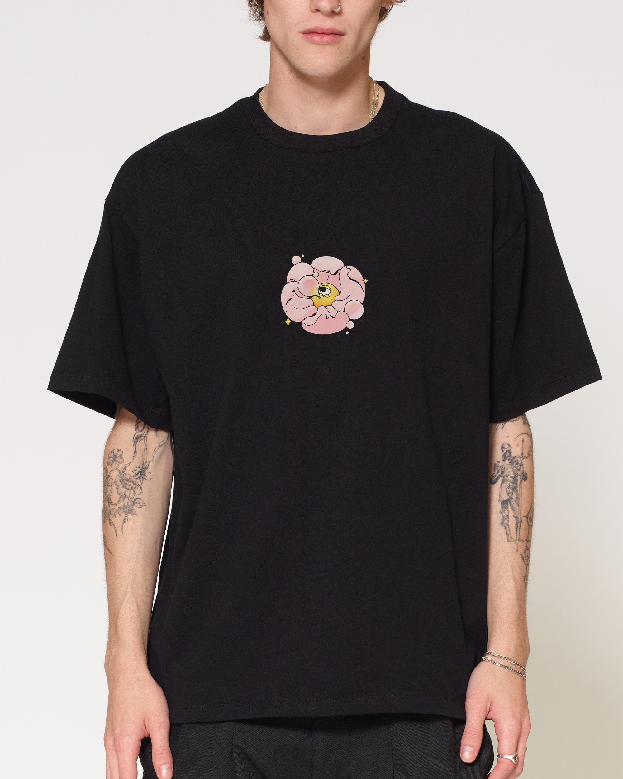 Bubble Blossom Black Oversized Tee