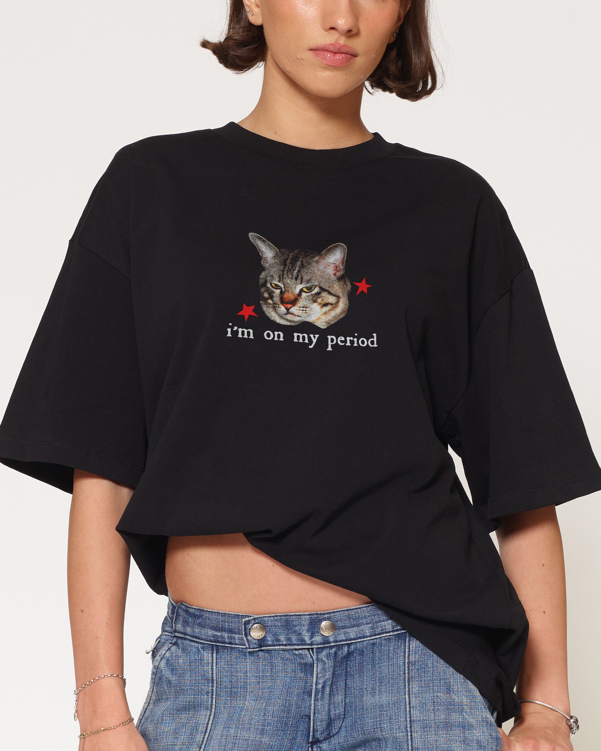 I’m On My Period Black Oversized Tee