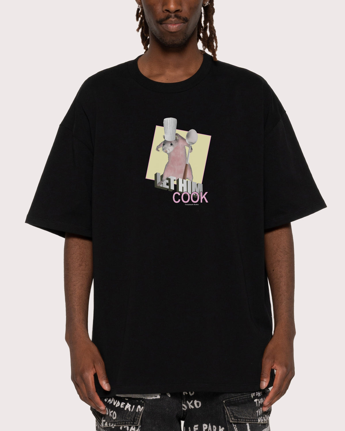 Let Him Cook Black Oversized Tee