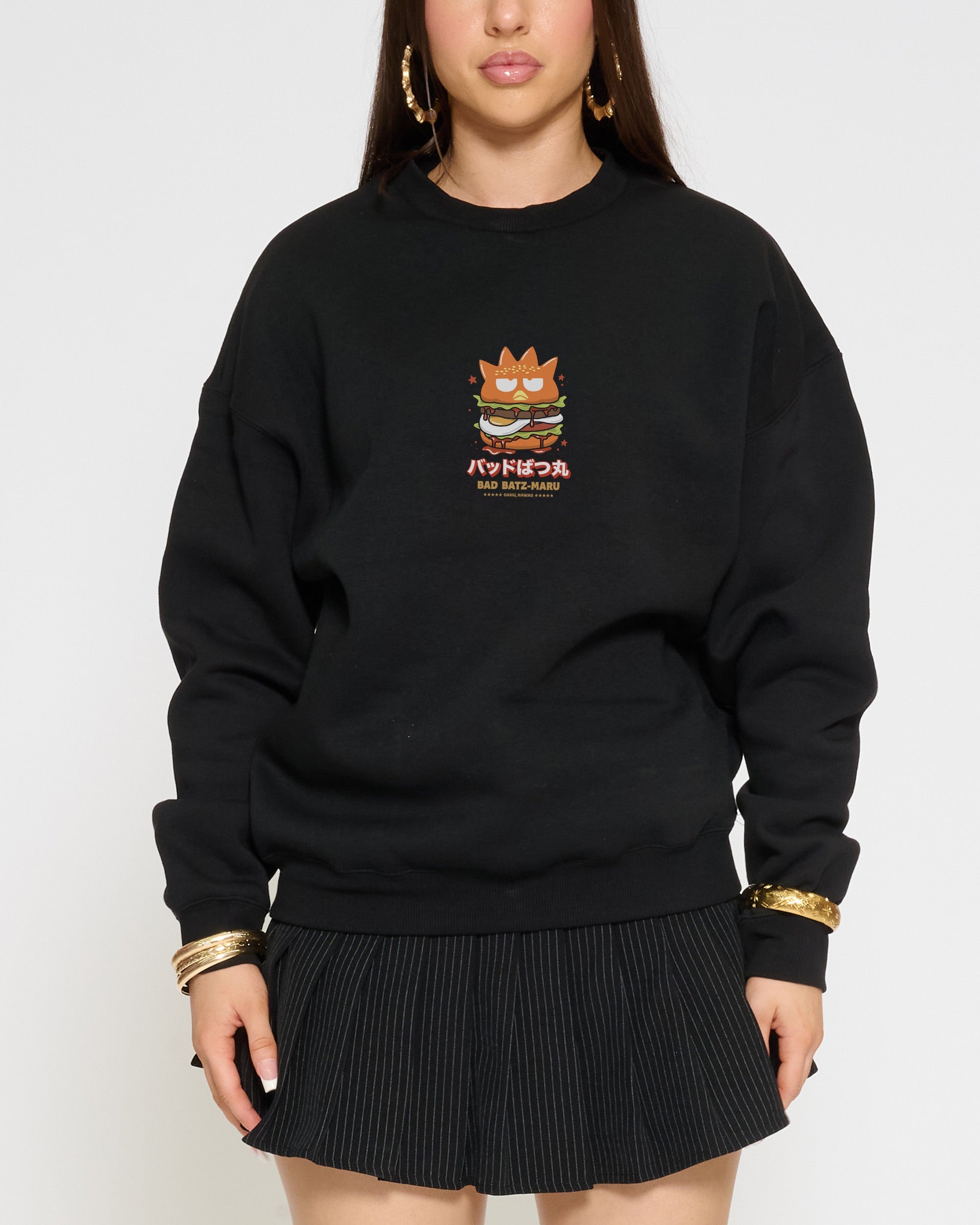 Bad Badtz-Maru Burger Sweatshirt Official Hello Kitty and Friends collab Threadheads