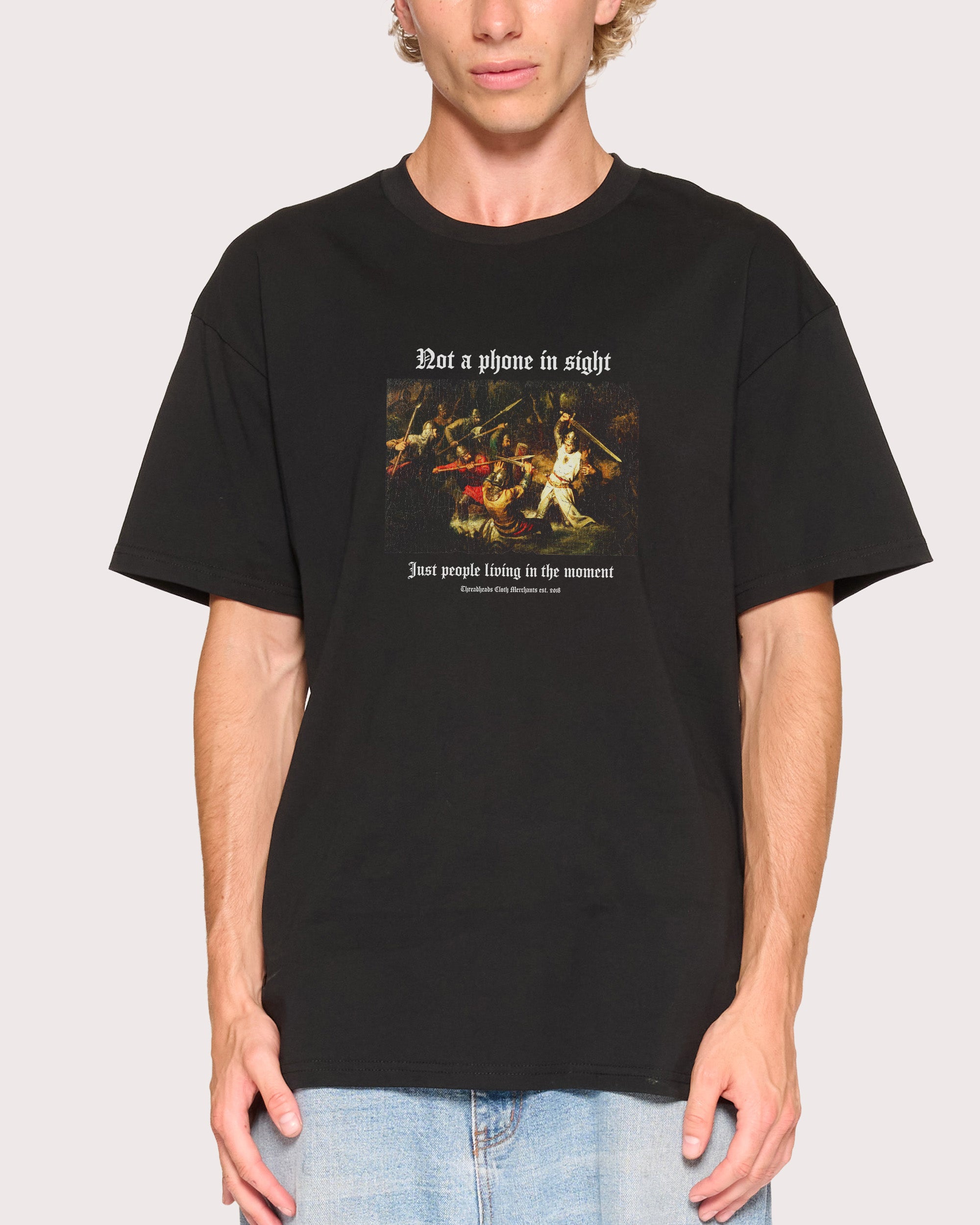 Not a Phone in Sight Black T-Shirt