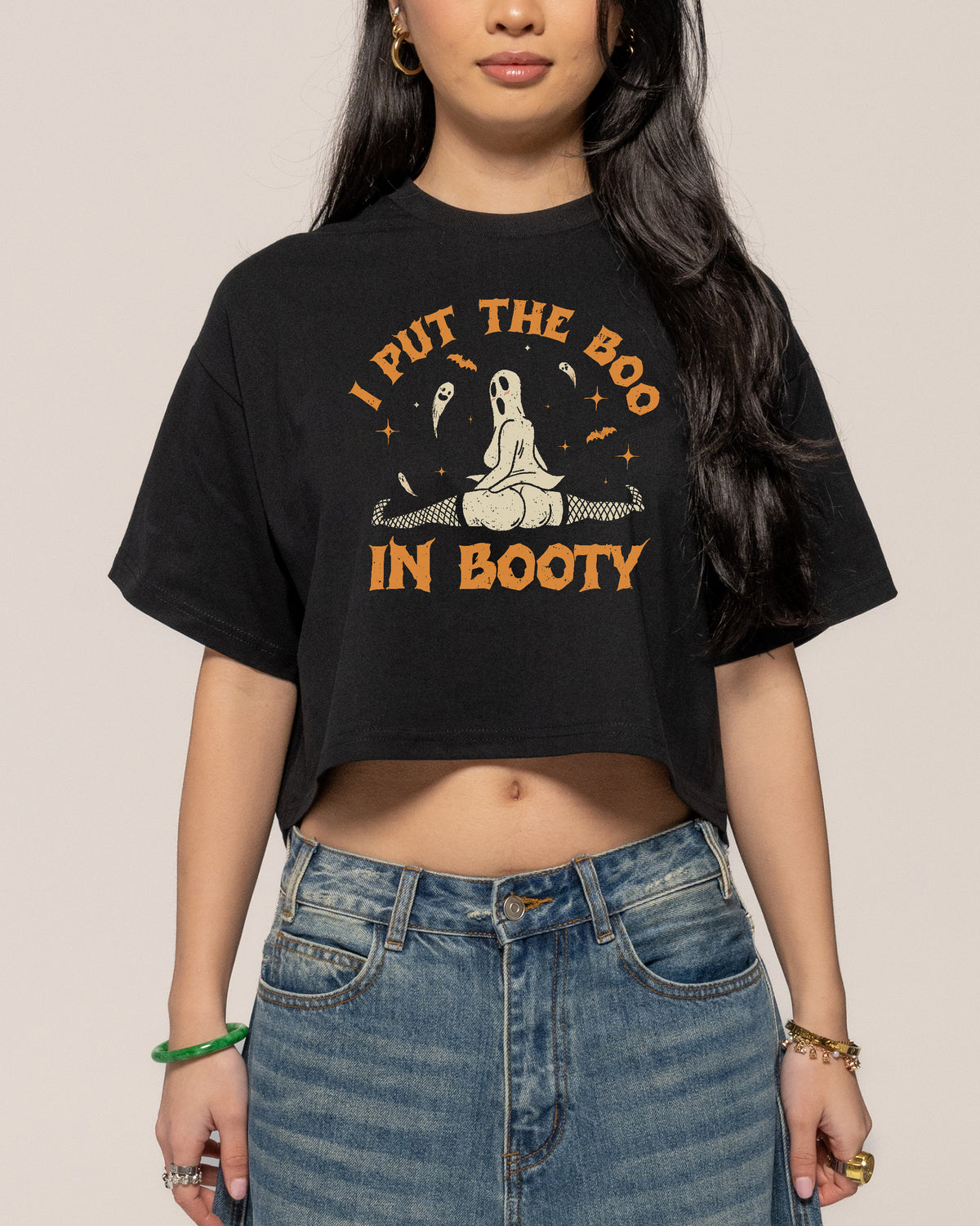 Boo in Booty Black Crop Tee