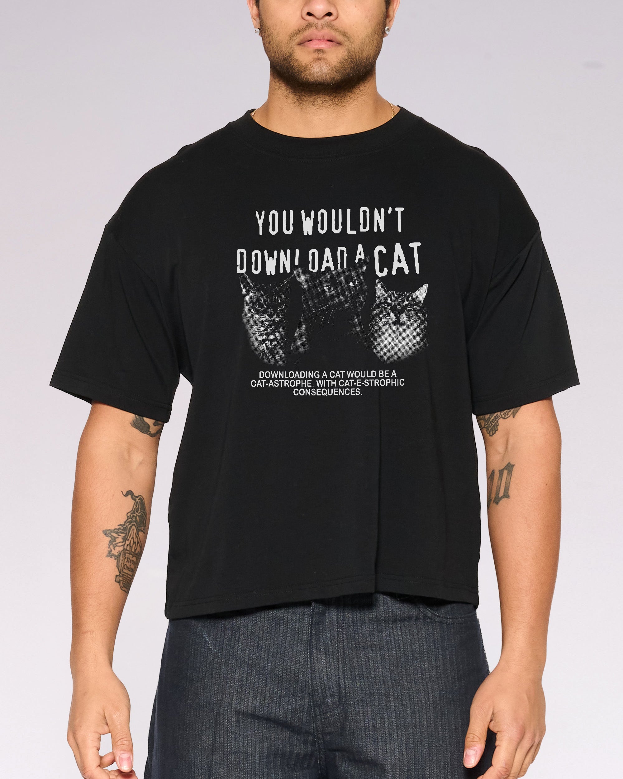 You Wouldn’t Download a Cat Oversized Crop Tee