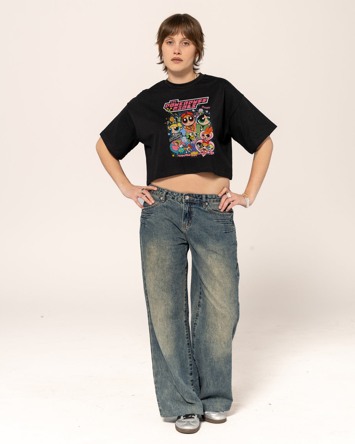 Powerpuff Girls Vintage Black Crop Tee