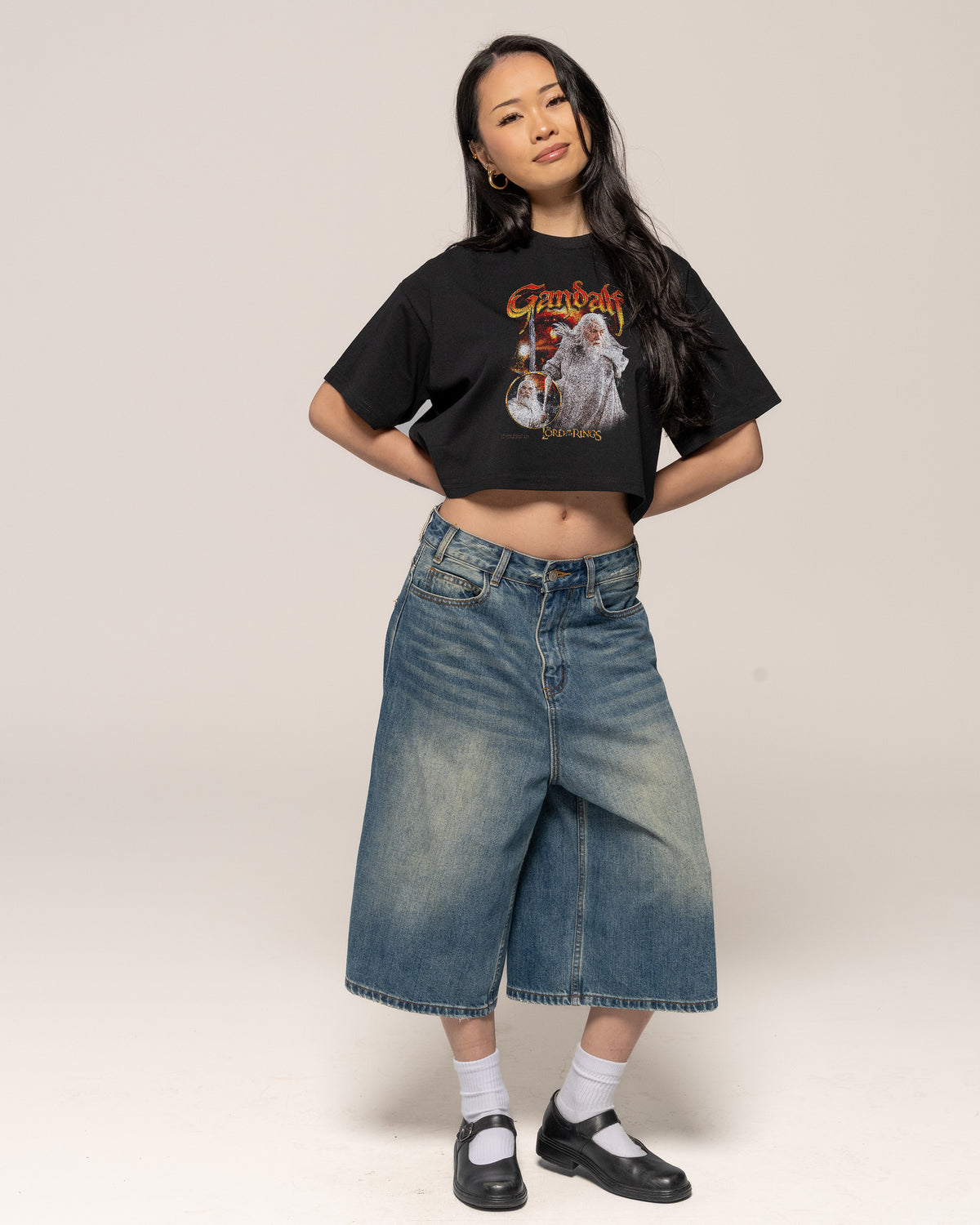 Gandalf the White Black Crop Tee