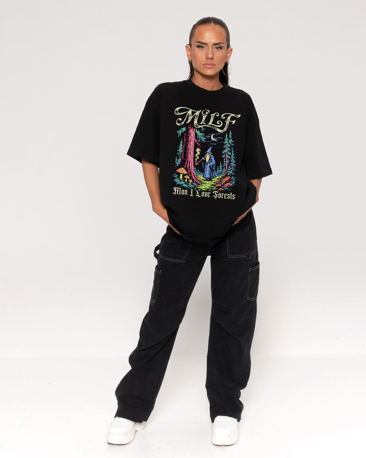 Man I Love Forests Black Oversized Tee