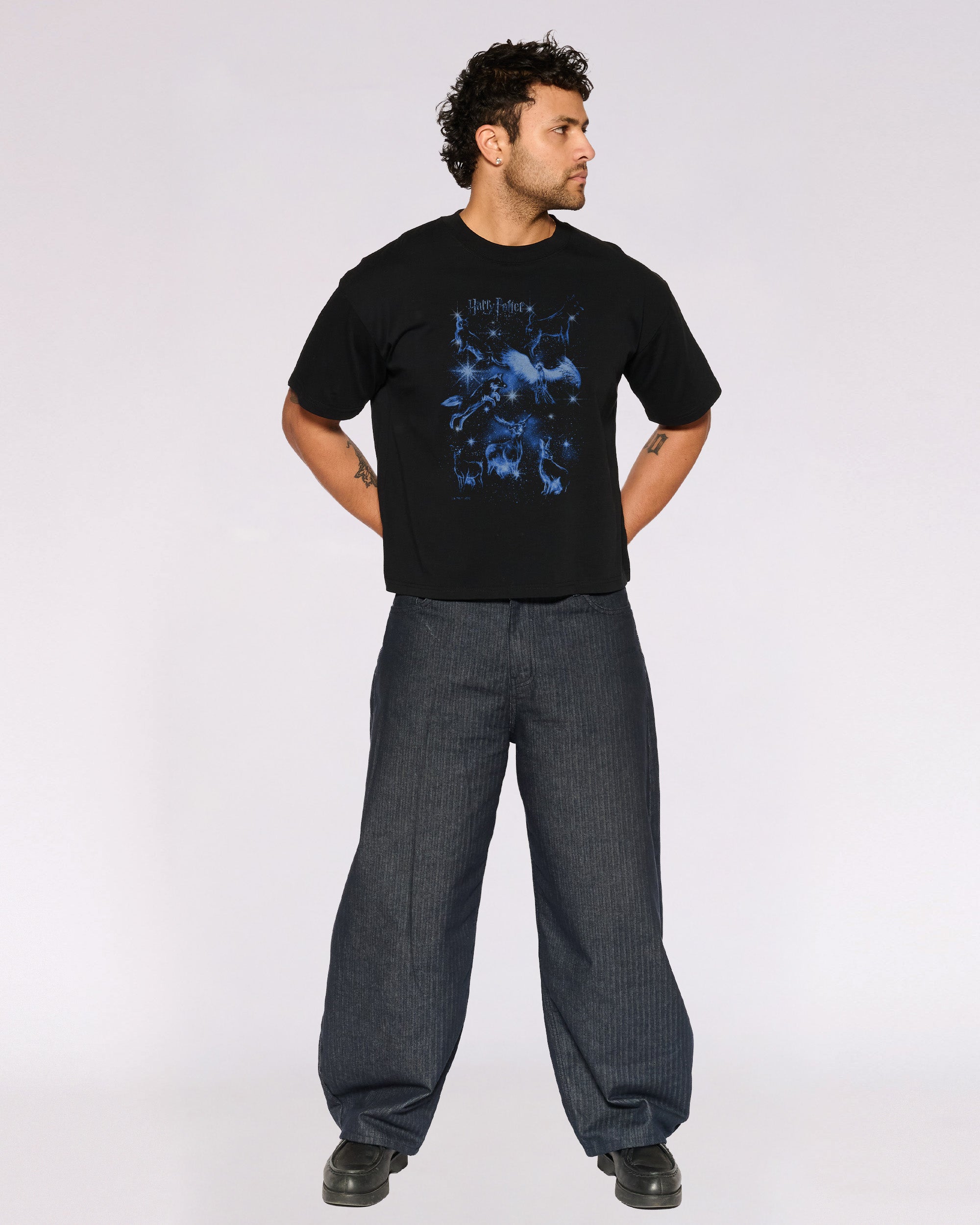 Patronus Compilation Black Oversized Crop Tee