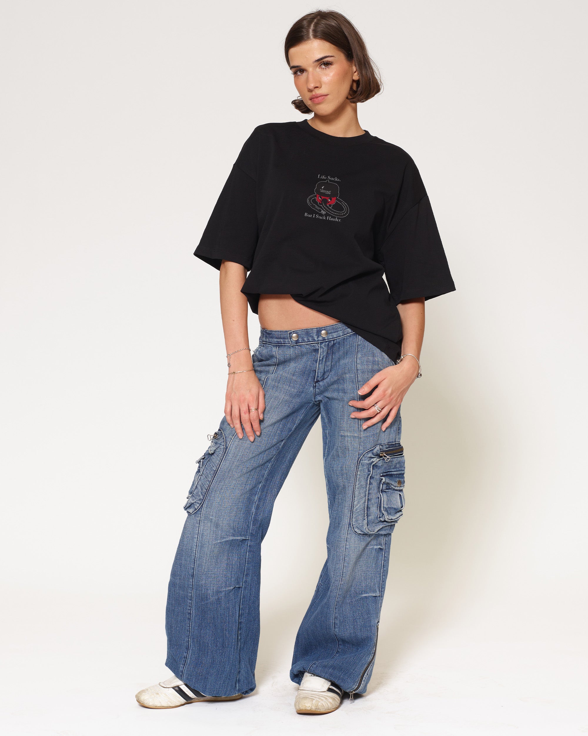 Life Sucks Black Oversized Tee