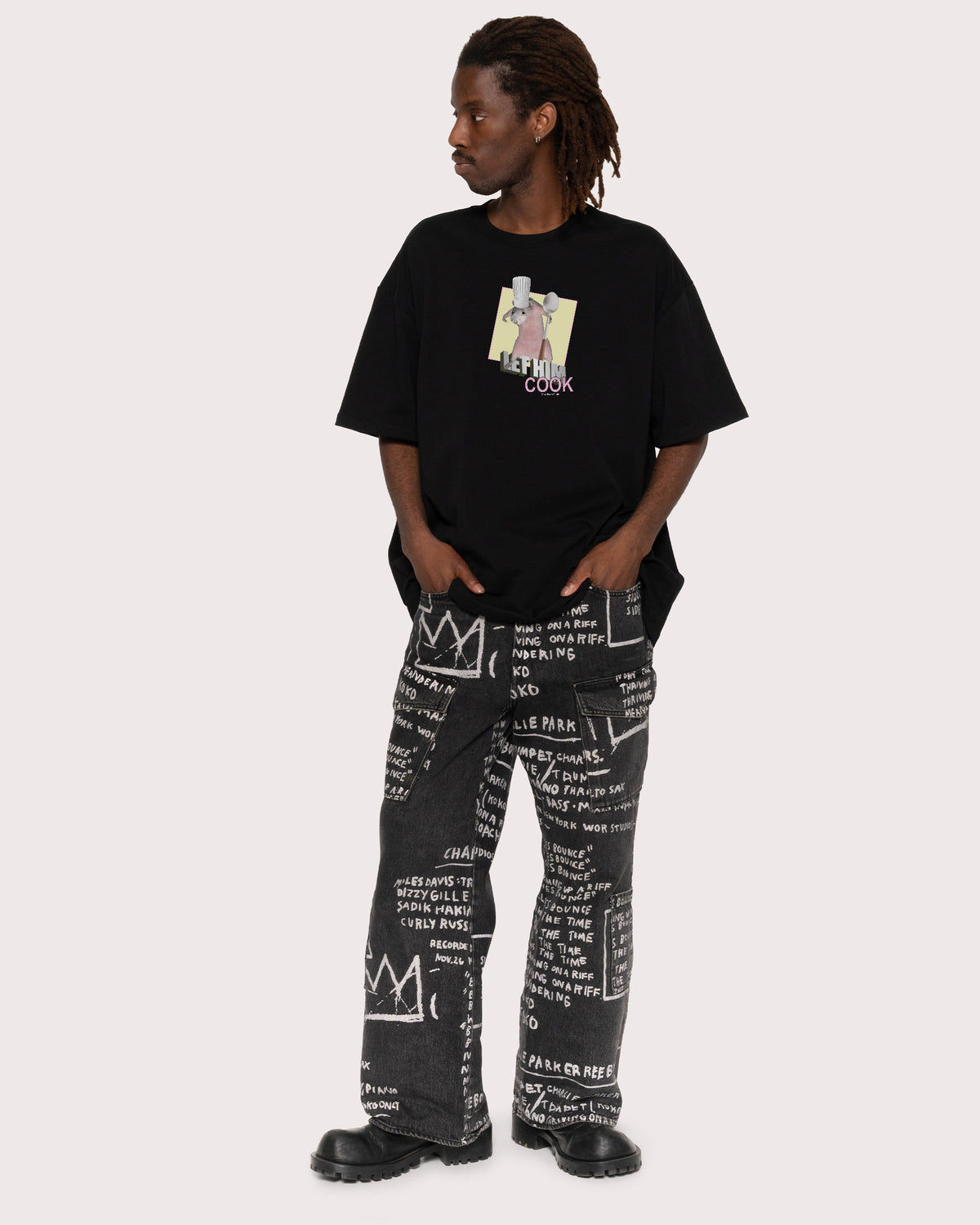 Let Him Cook Black Oversized Tee