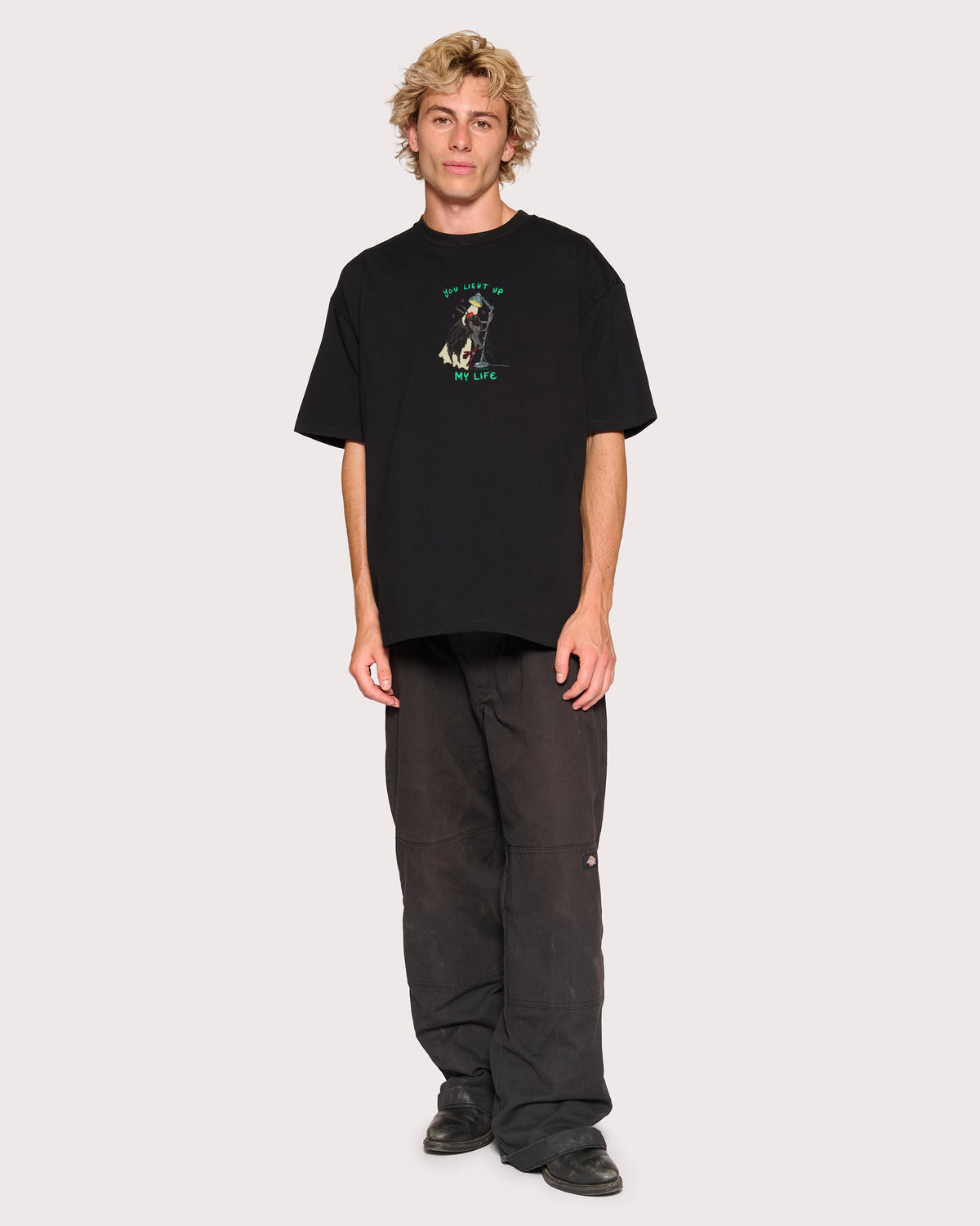 You Light Up My Life Black Oversized Tee