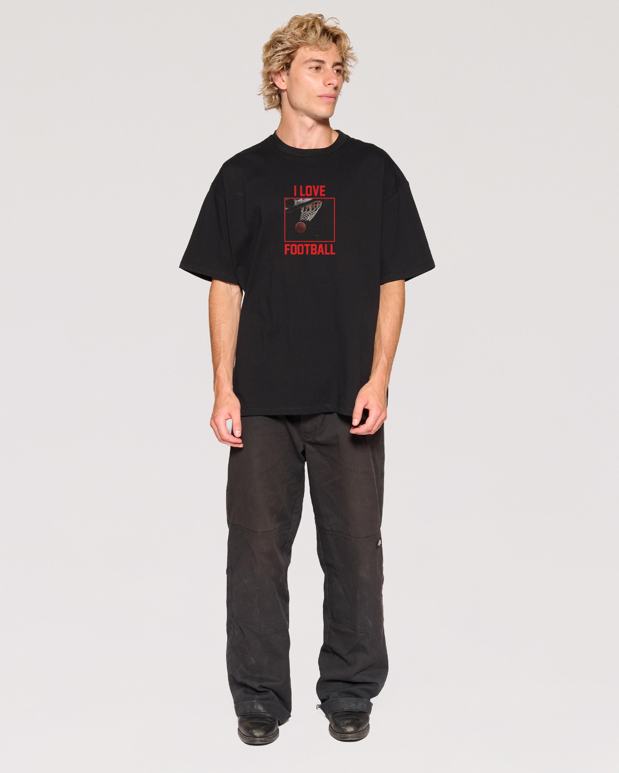 I Love Football Black Oversized Tee