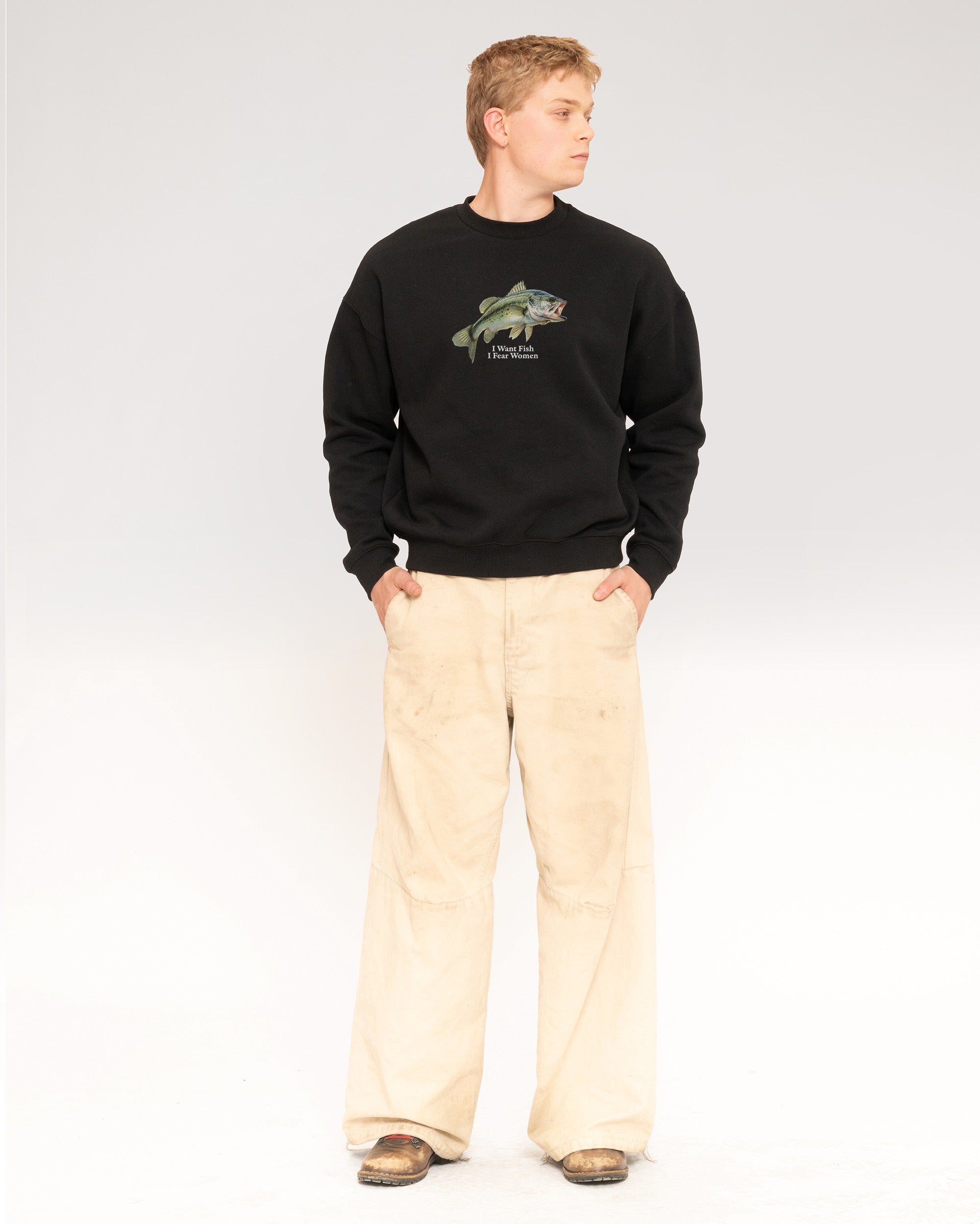 I Want Fish,I Fear Women Black Sweatshirt