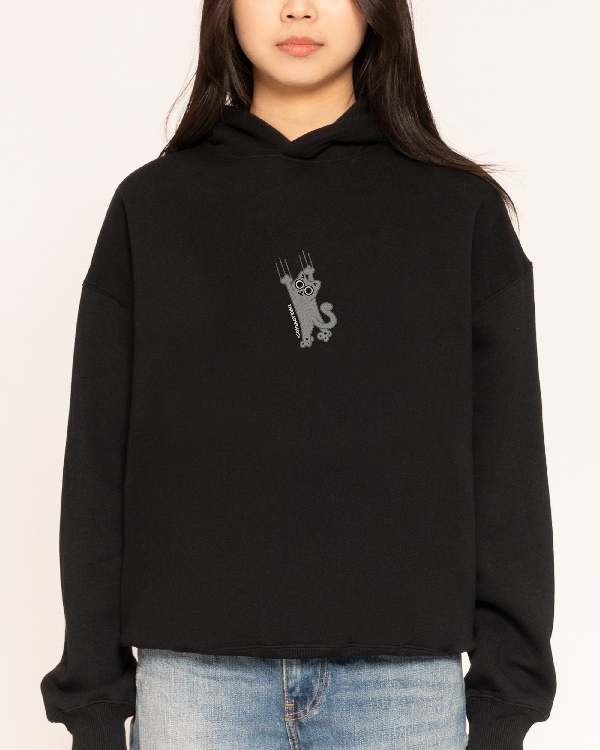 Falling Cat Black Hoodie