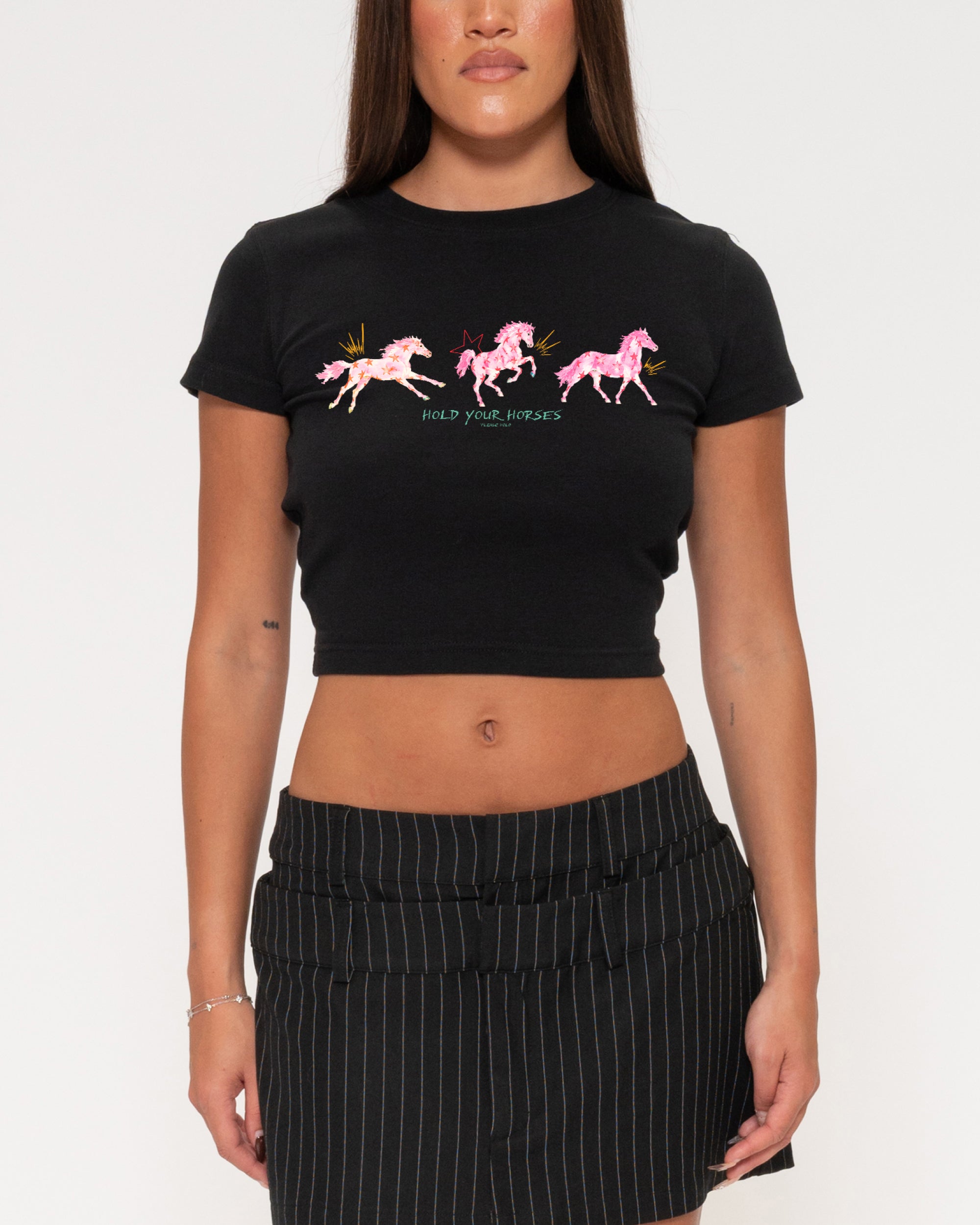 Hold Your Horses Black Baby Tee