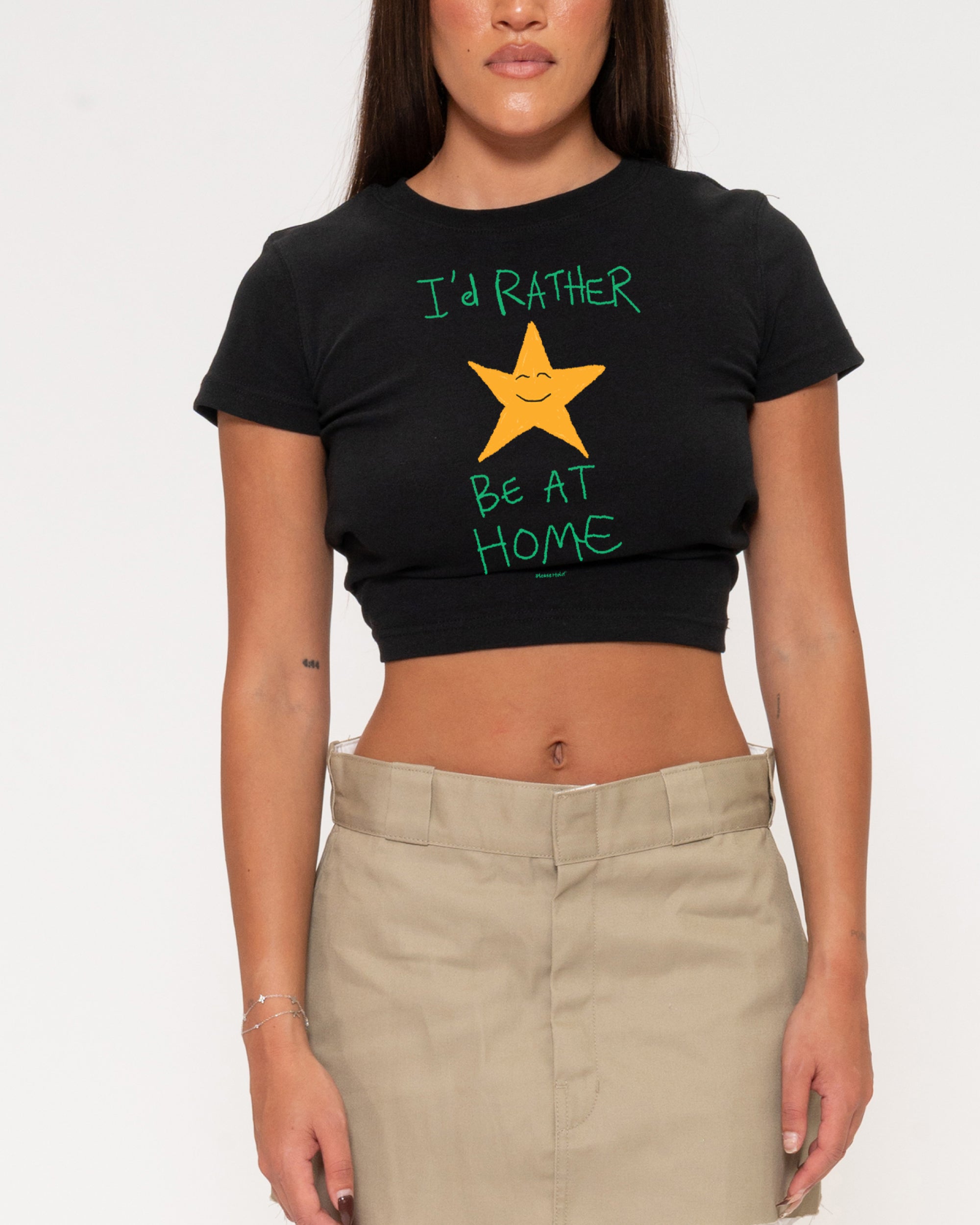 I'd Rather Be At Home Black Baby Tee