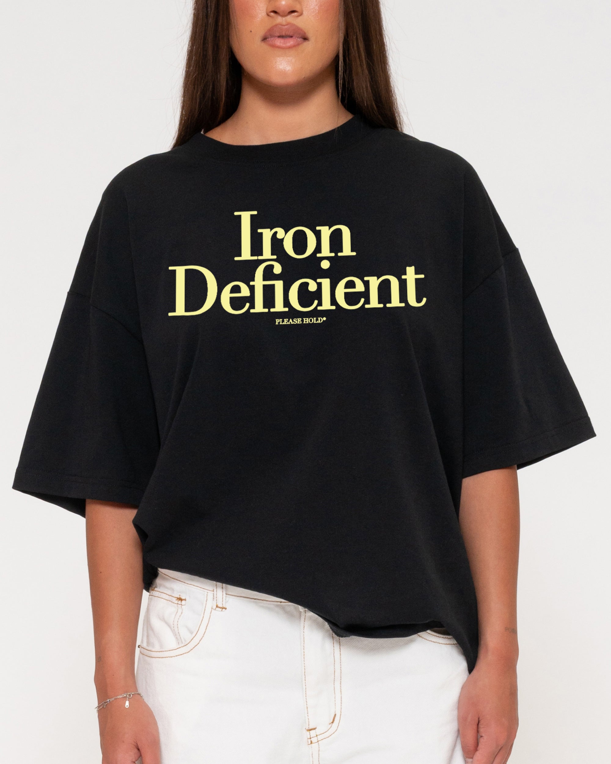 Iron Deficient Black Boxy Crop Tee