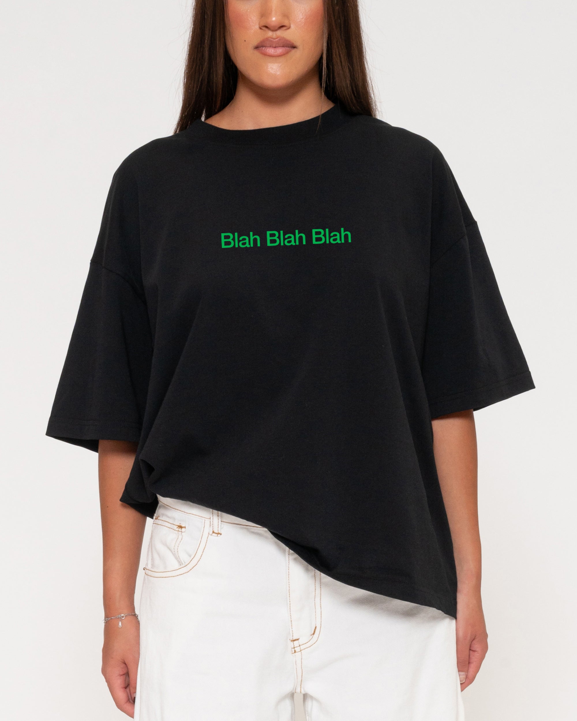 Blah Blah Blah Black Boxy Crop Tee