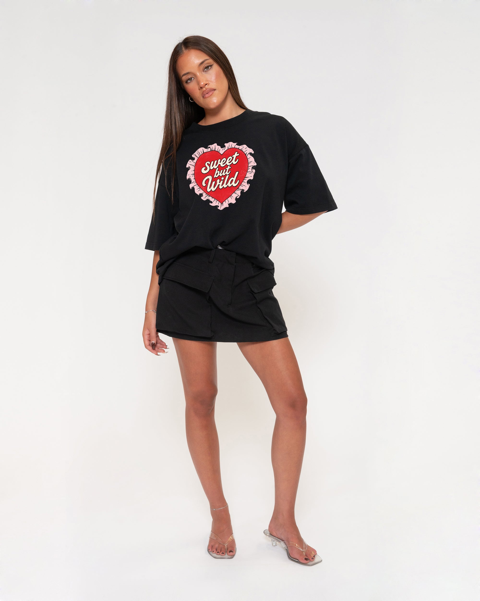 Sweet But Wild Black Boxy Crop Tee