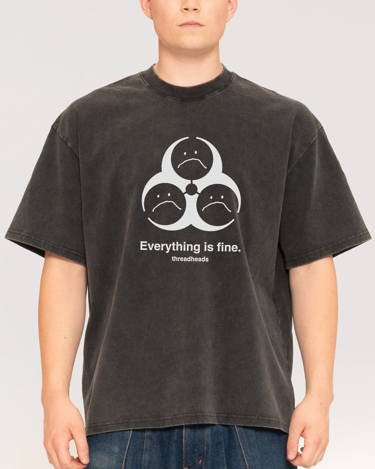 Everything Is Fine Biohazard Black Stone Oversized Tee