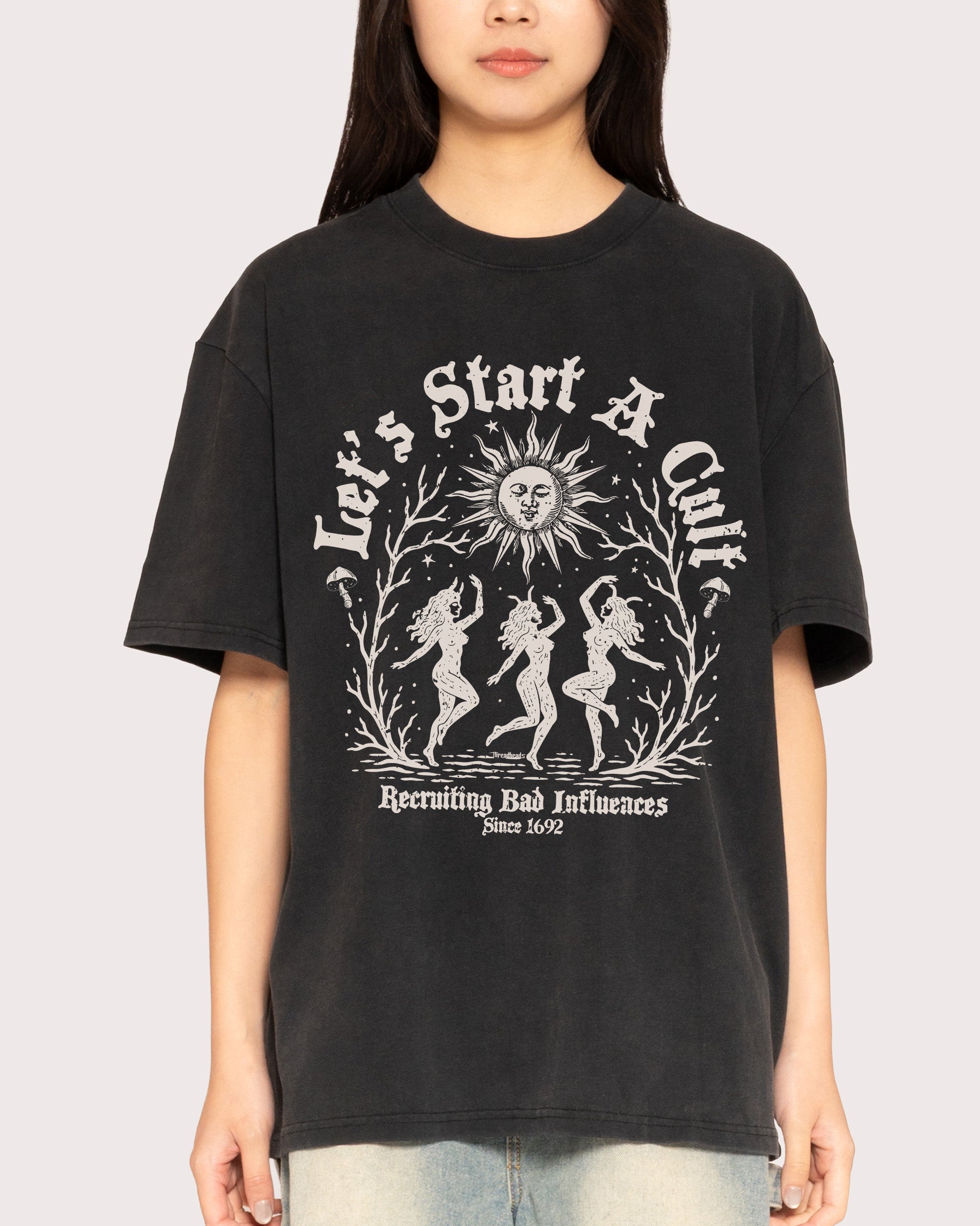 Let's Start a Cult Black Stone Oversized Tee