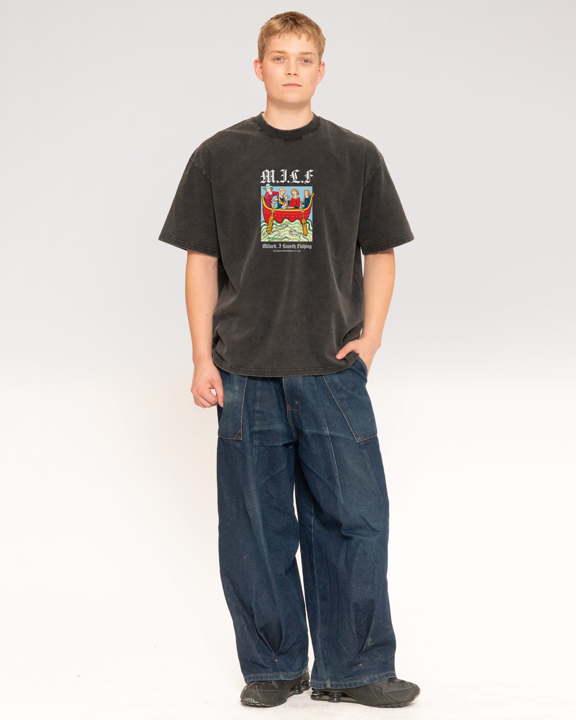 Milord, I Love Fishing Black Stone Oversized Tee