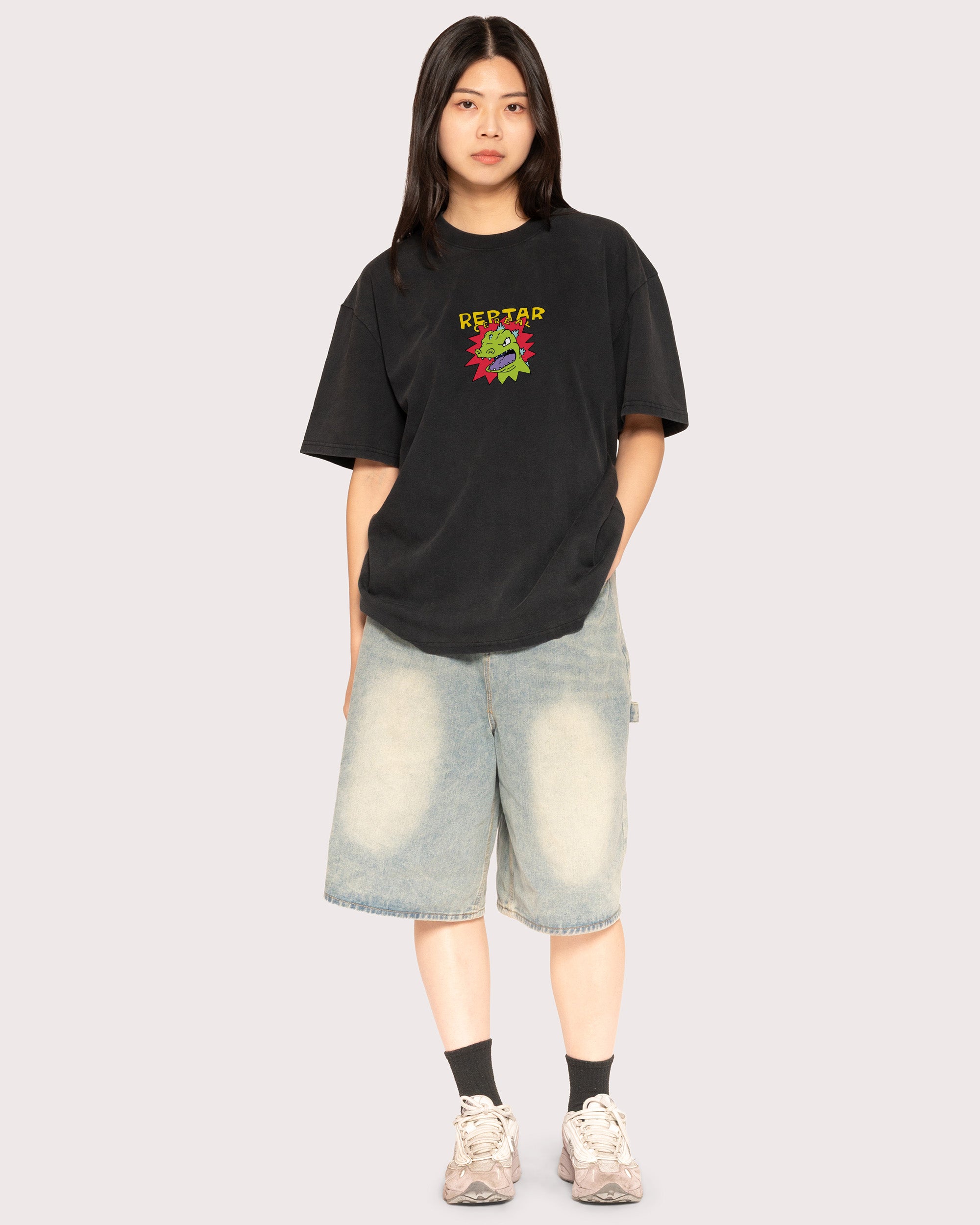 Reptar Cereal Black Stone Oversized Tee