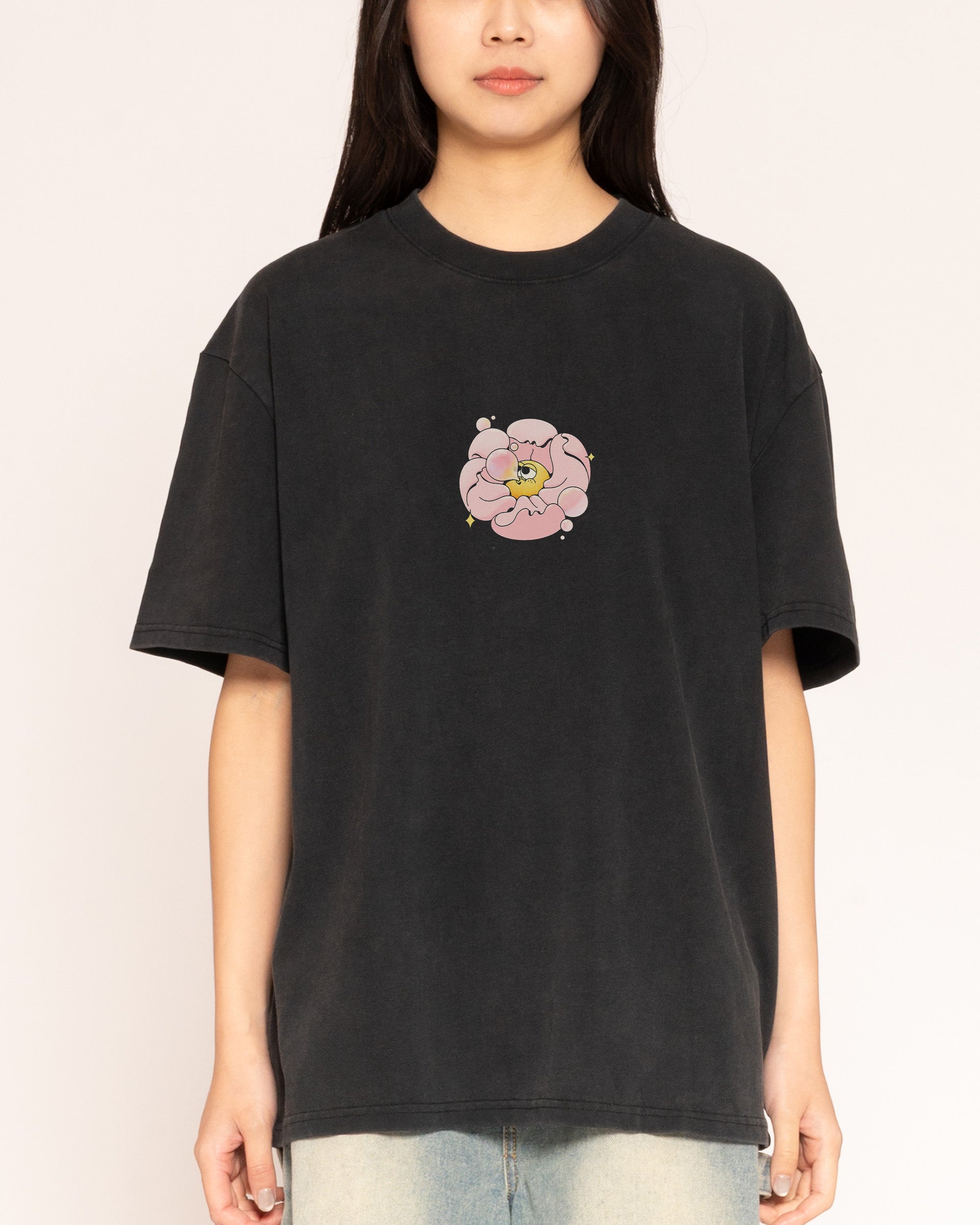 Bubble Blossom Black Oversized Tee