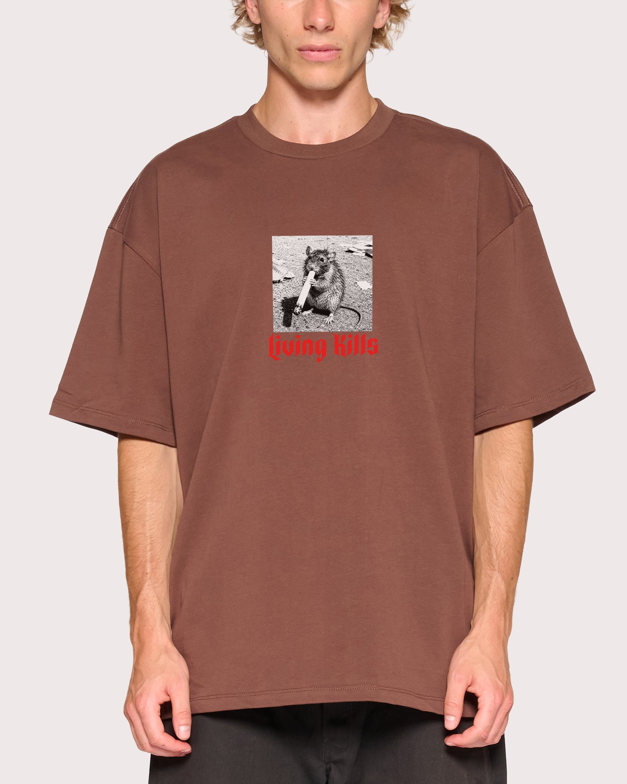 Living Kills Brown Oversized Tee