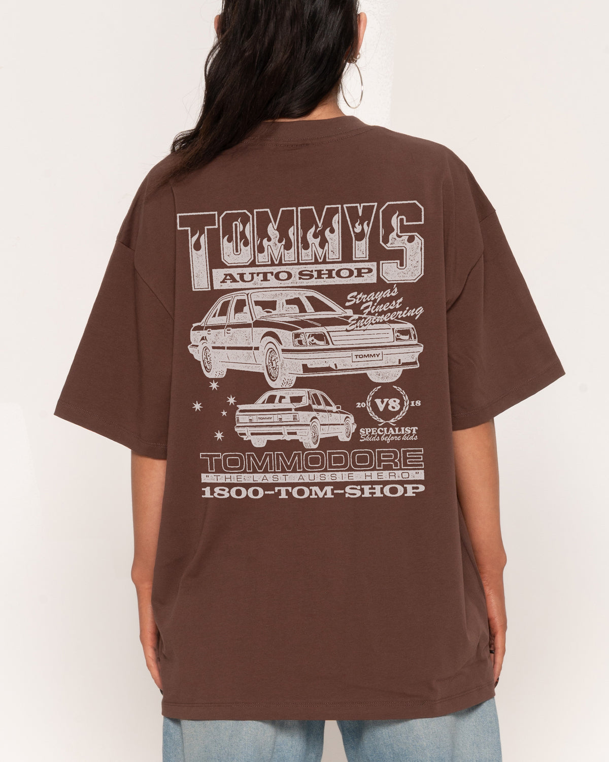 Tommy's Auto Shop Brown Oversized Tee