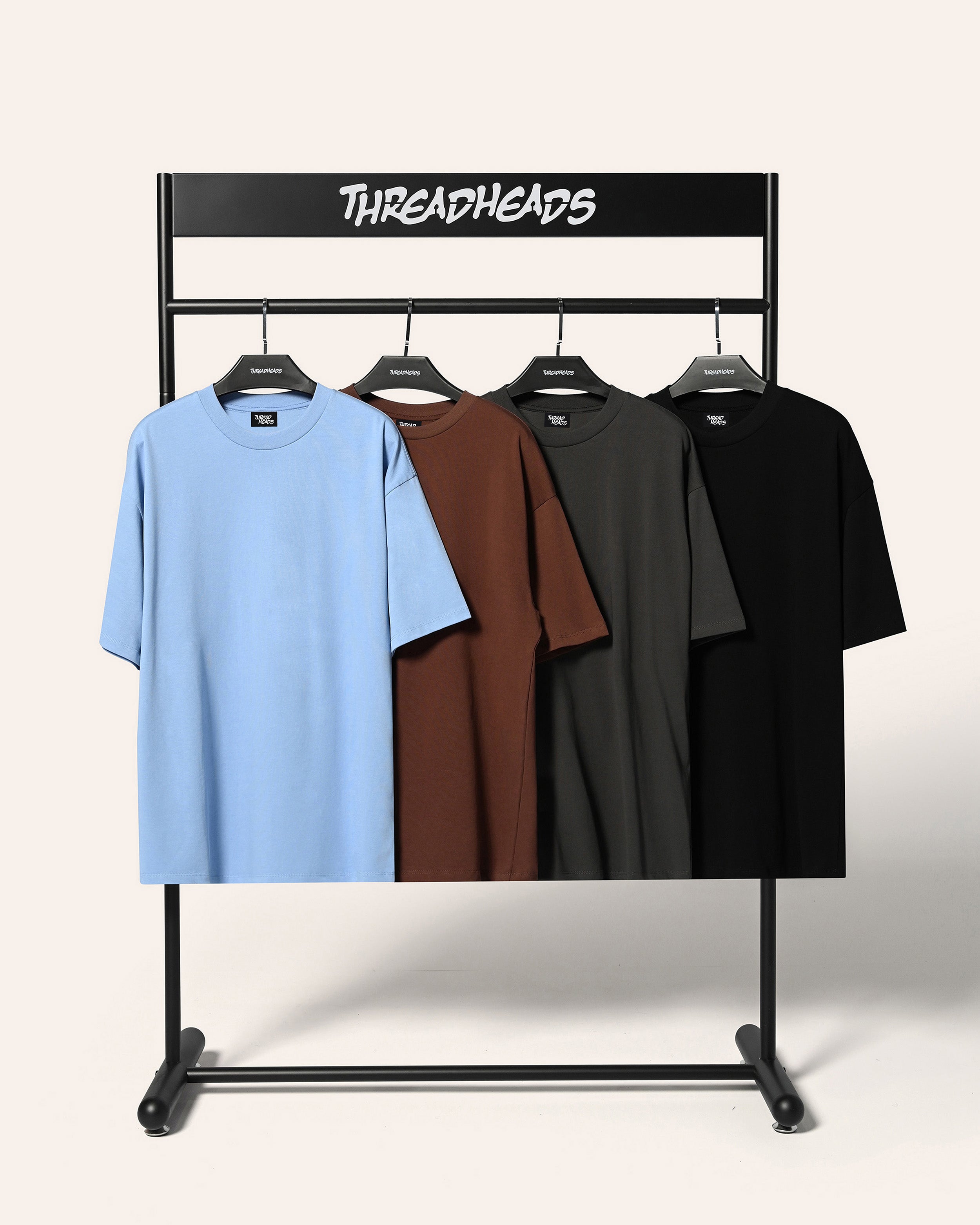 Oversized Tee 4 Pack: Charcoal, Black, Brown, Powder Blue