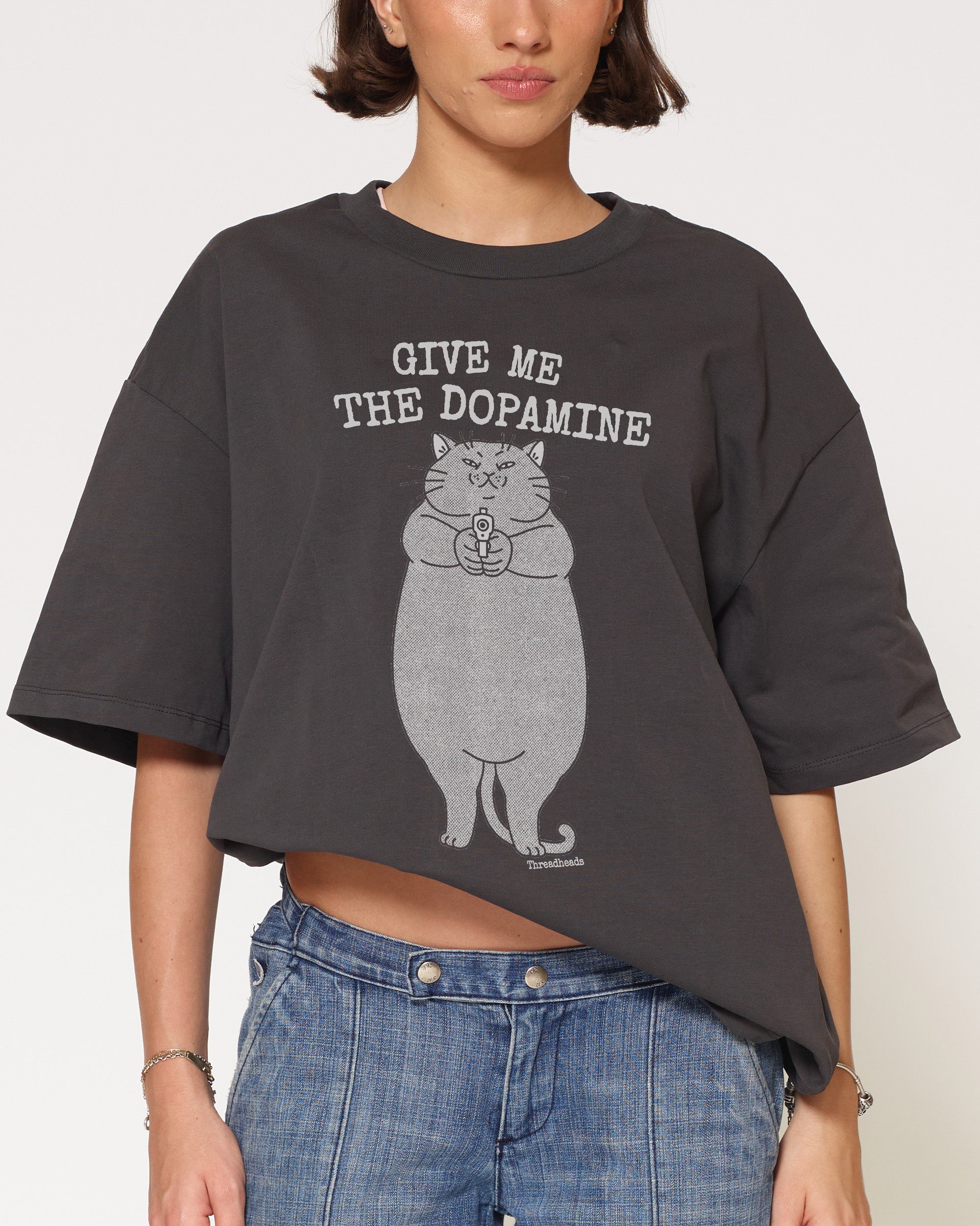 Give Me The Dopamine Charcoal Oversized Tee