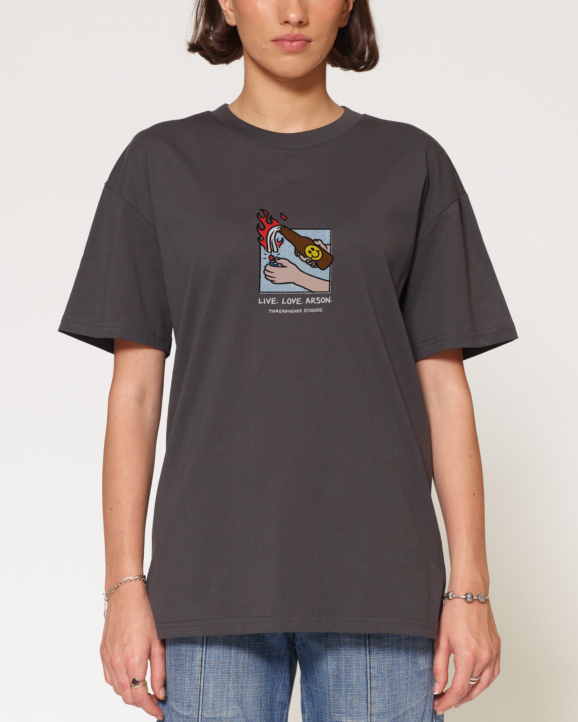 Live. Love. Arson Charcoal T-Shirt