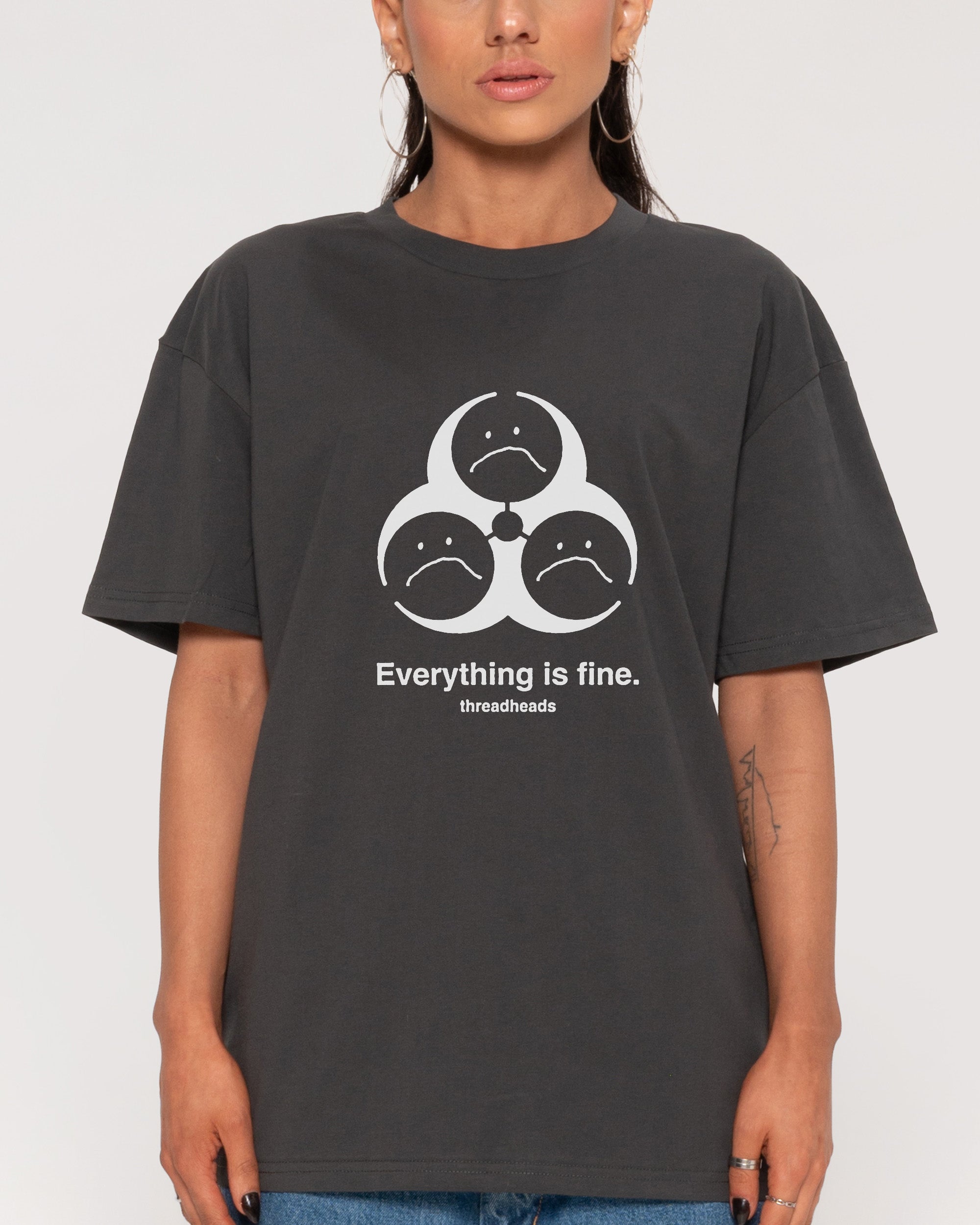 Everything Is Fine Biohazard Charcoal T-Shirt