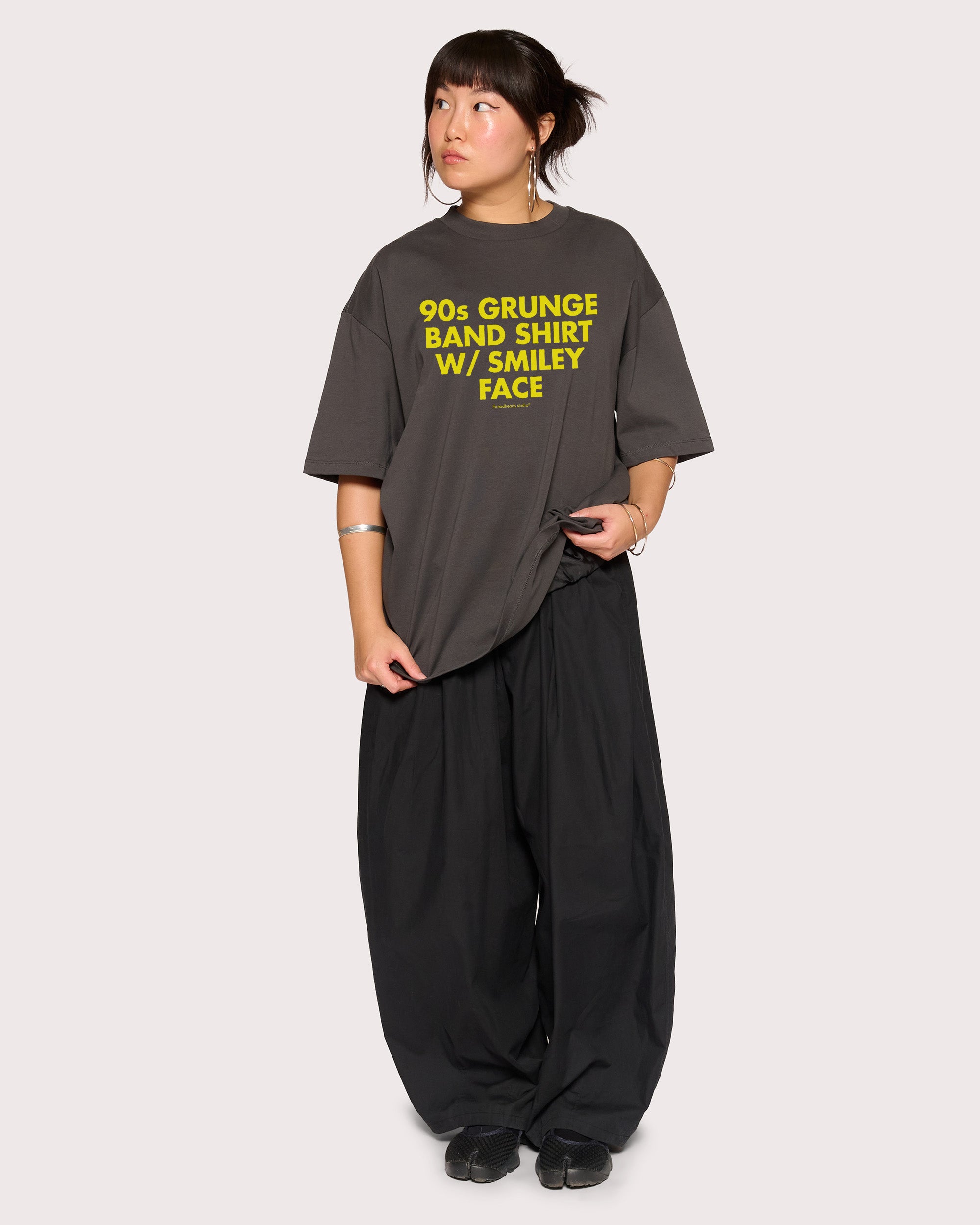 90s Grunge Charcoal Oversized Tee