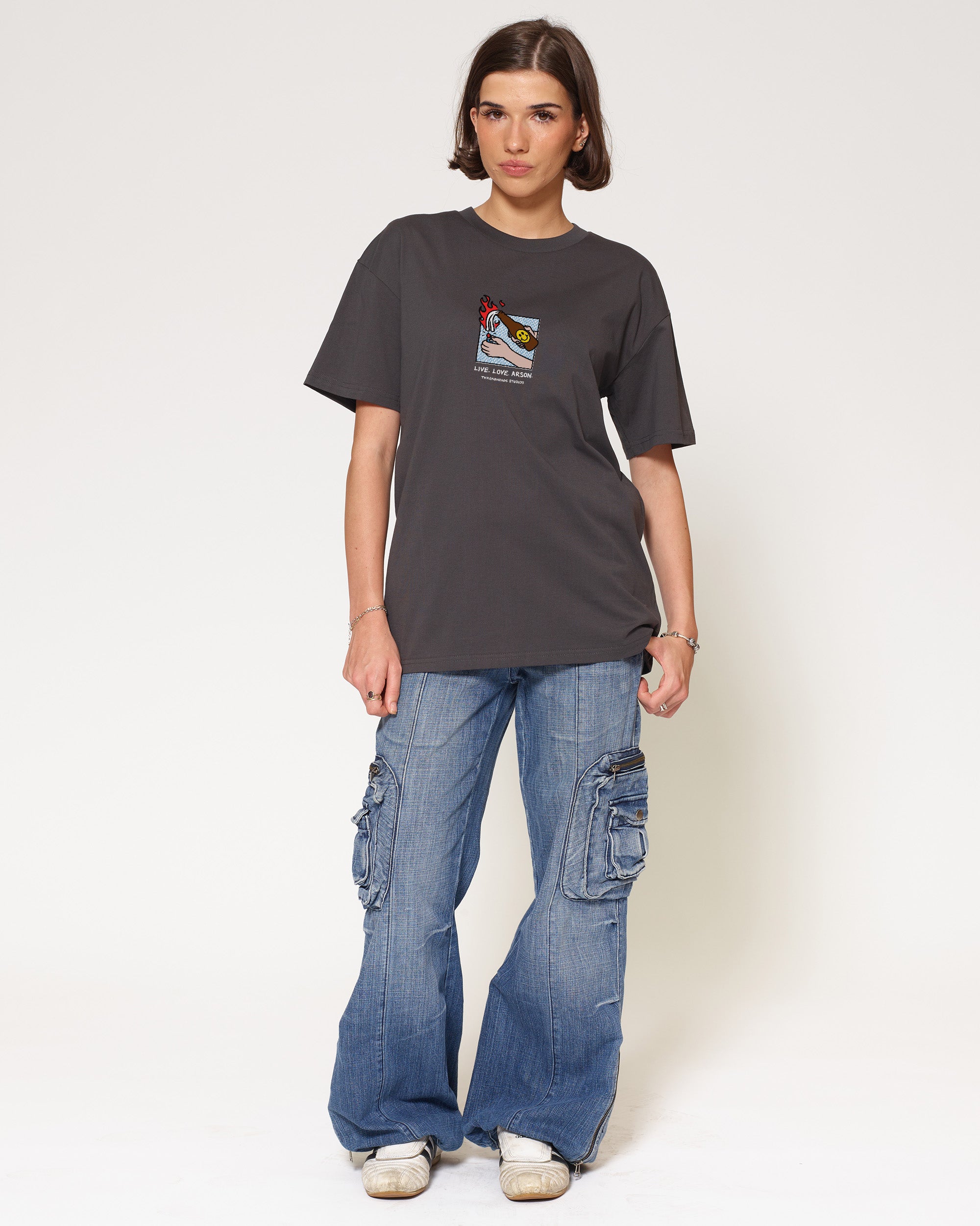 Live. Love. Arson Charcoal T-Shirt