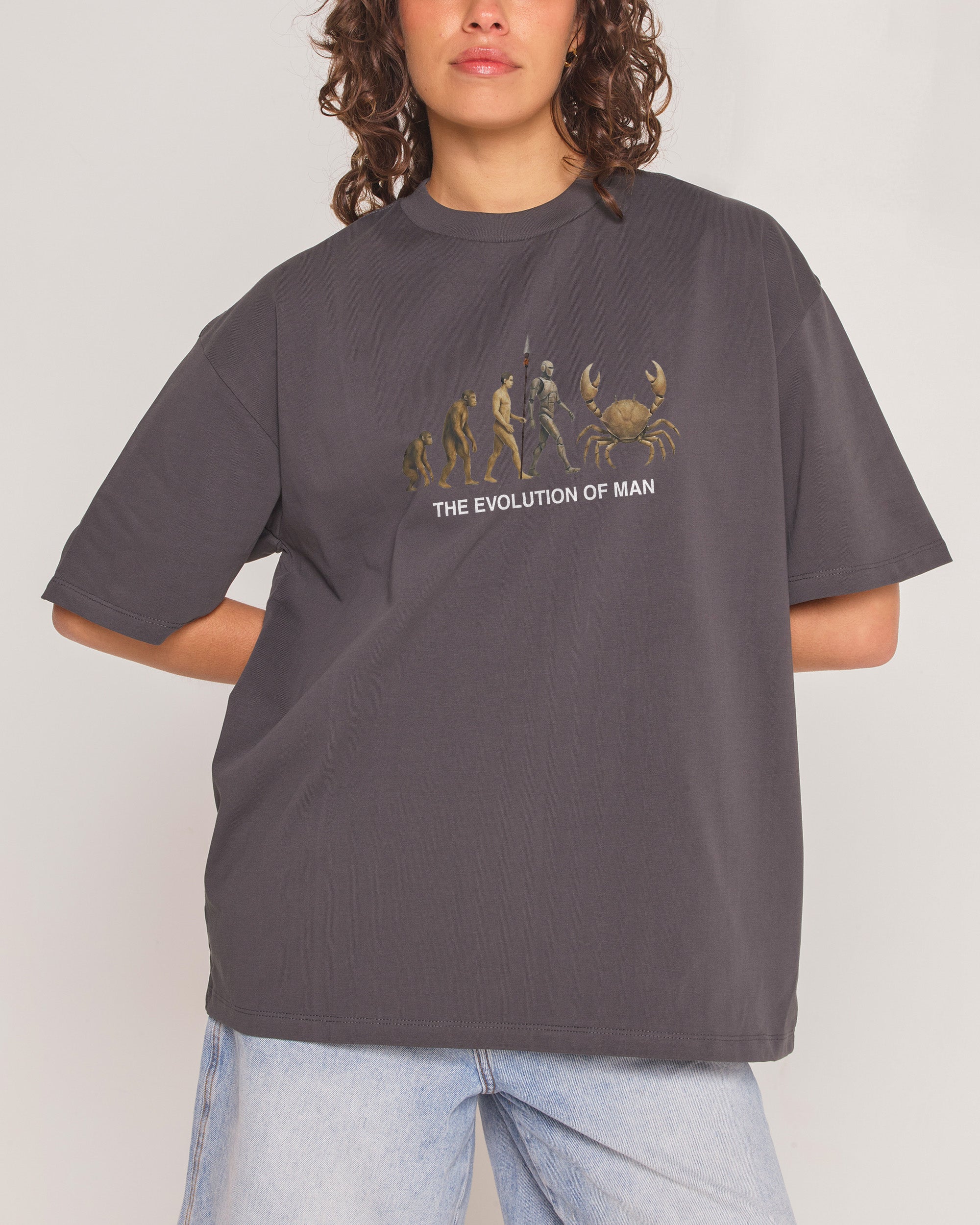 Evolution of Man Charcoal Oversized Tee
