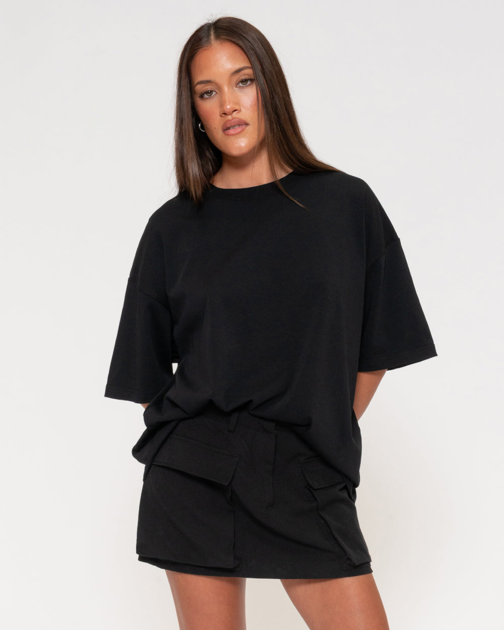 Boxy Crop Tee 3-Pack: Black Blank Boxy Crop Tee – view 3