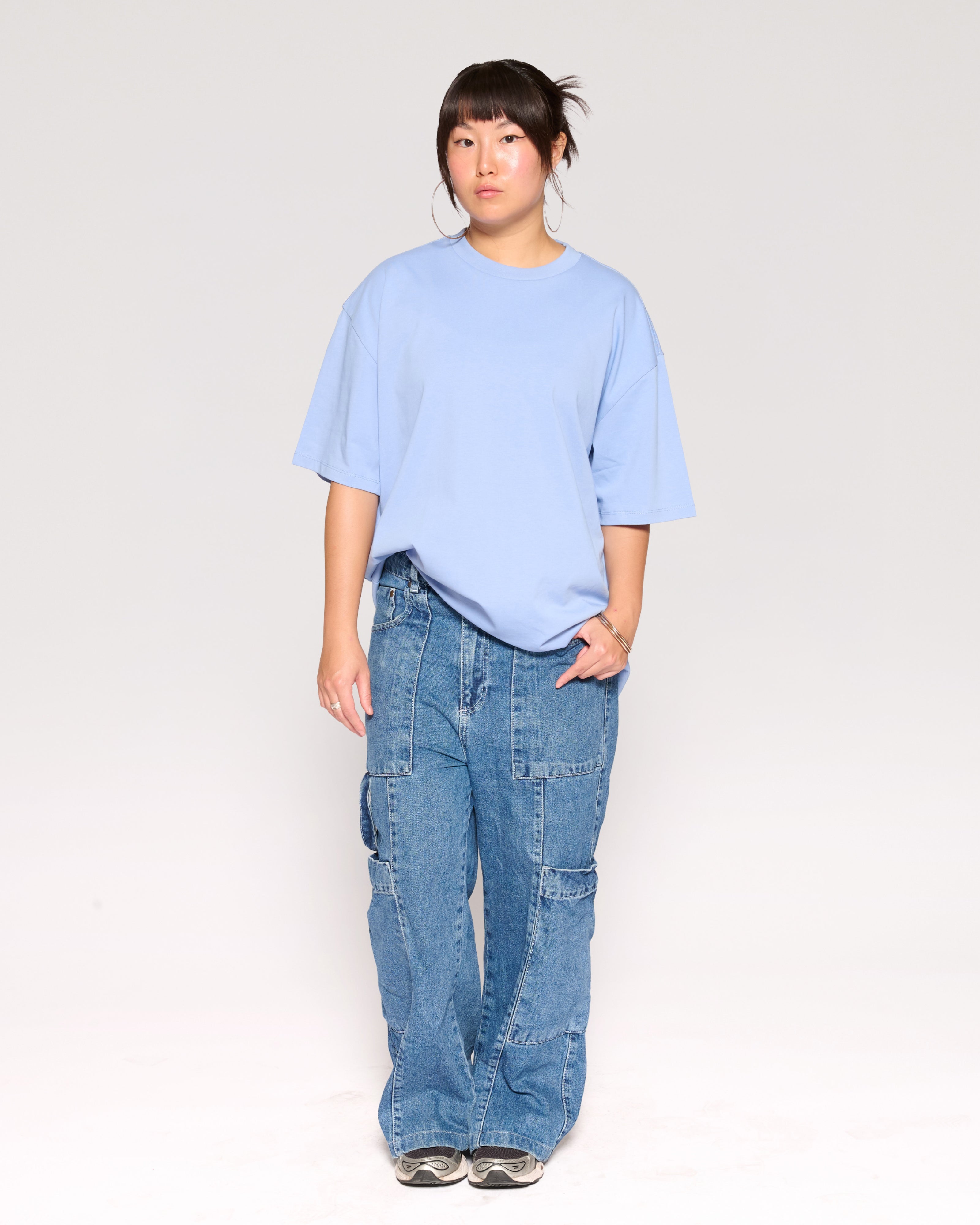 Oversized Tee 4 Pack: Powder Blue, Lilac, Natural, Brown Blank Oversized Tee – view 3