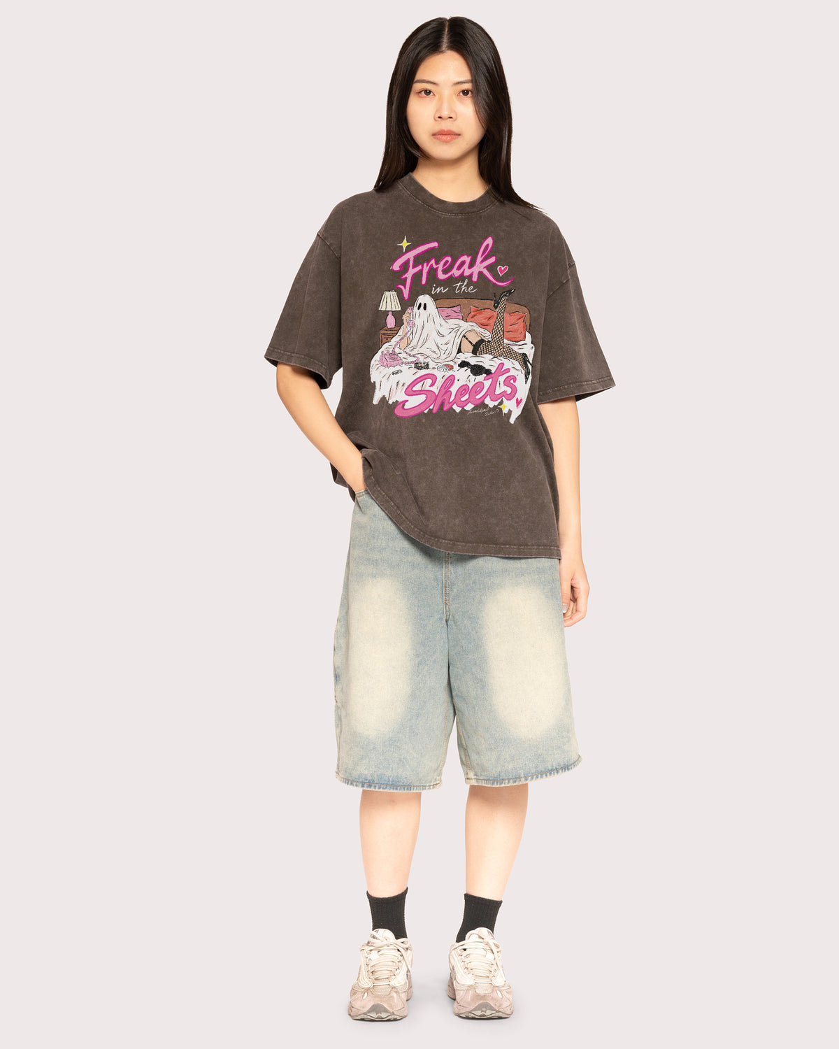 Freak in the Sheets Ghost Grey Stone Oversized Tee