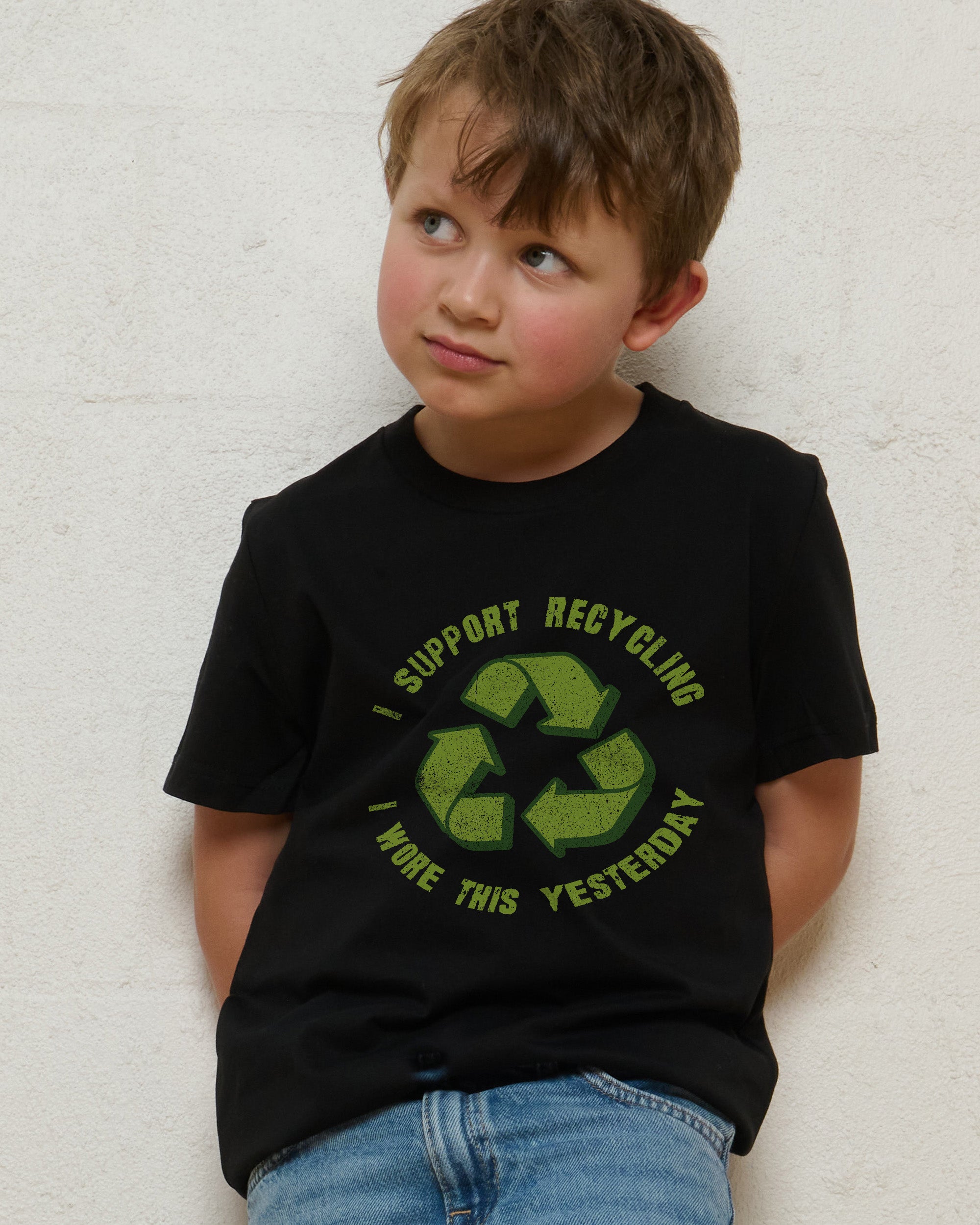 I Support Recycling Black Kids T-Shirt