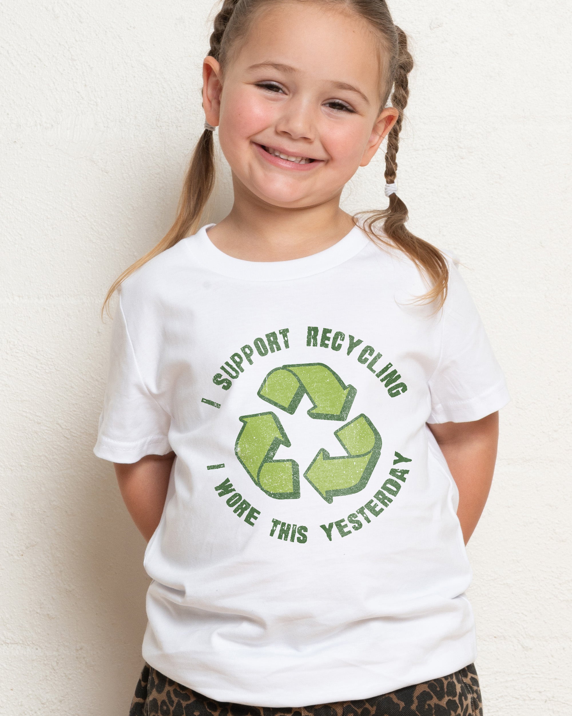 I Support Recycling White Kids T-Shirt