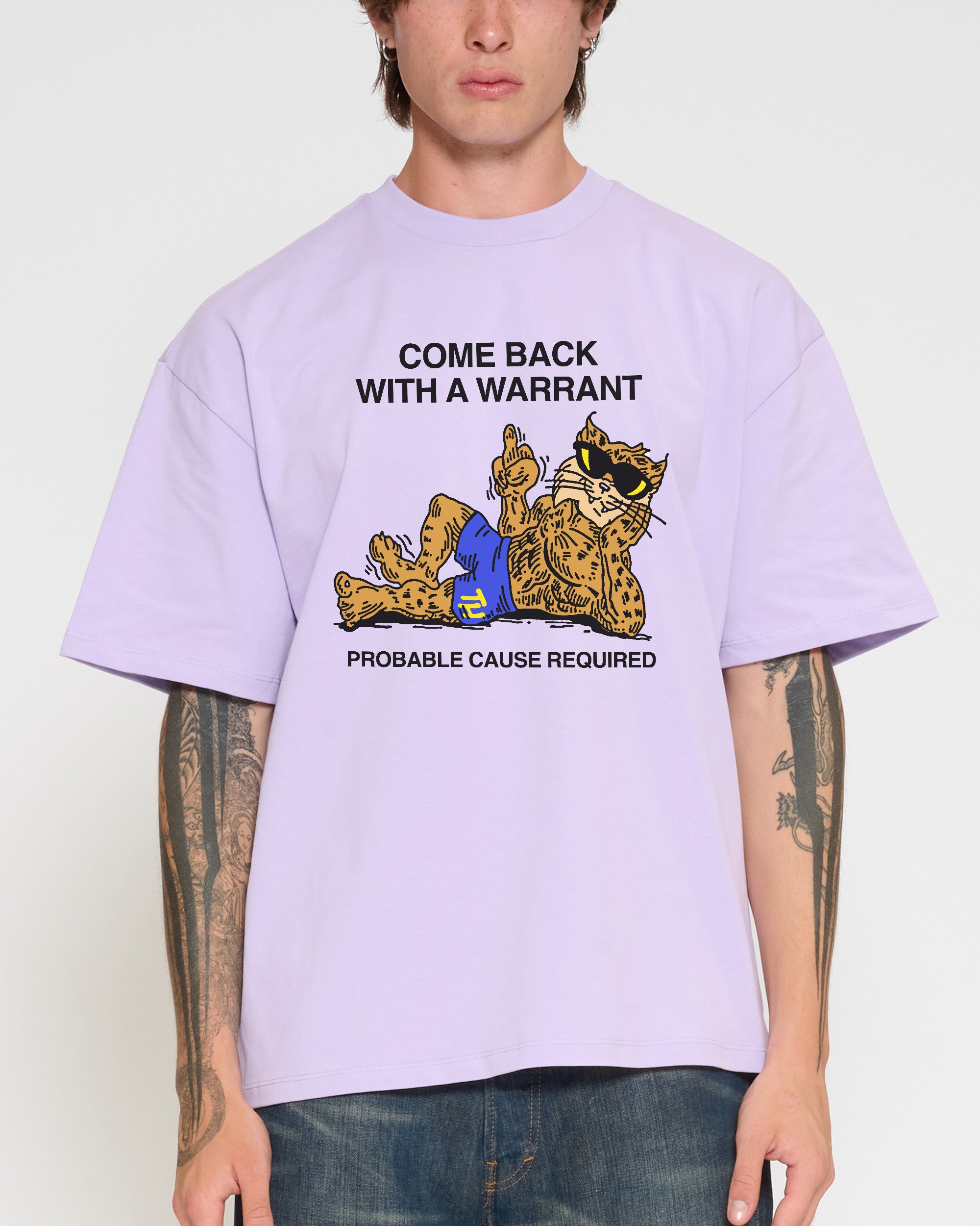 Come Back With A Warrant Lilac Oversized Tee