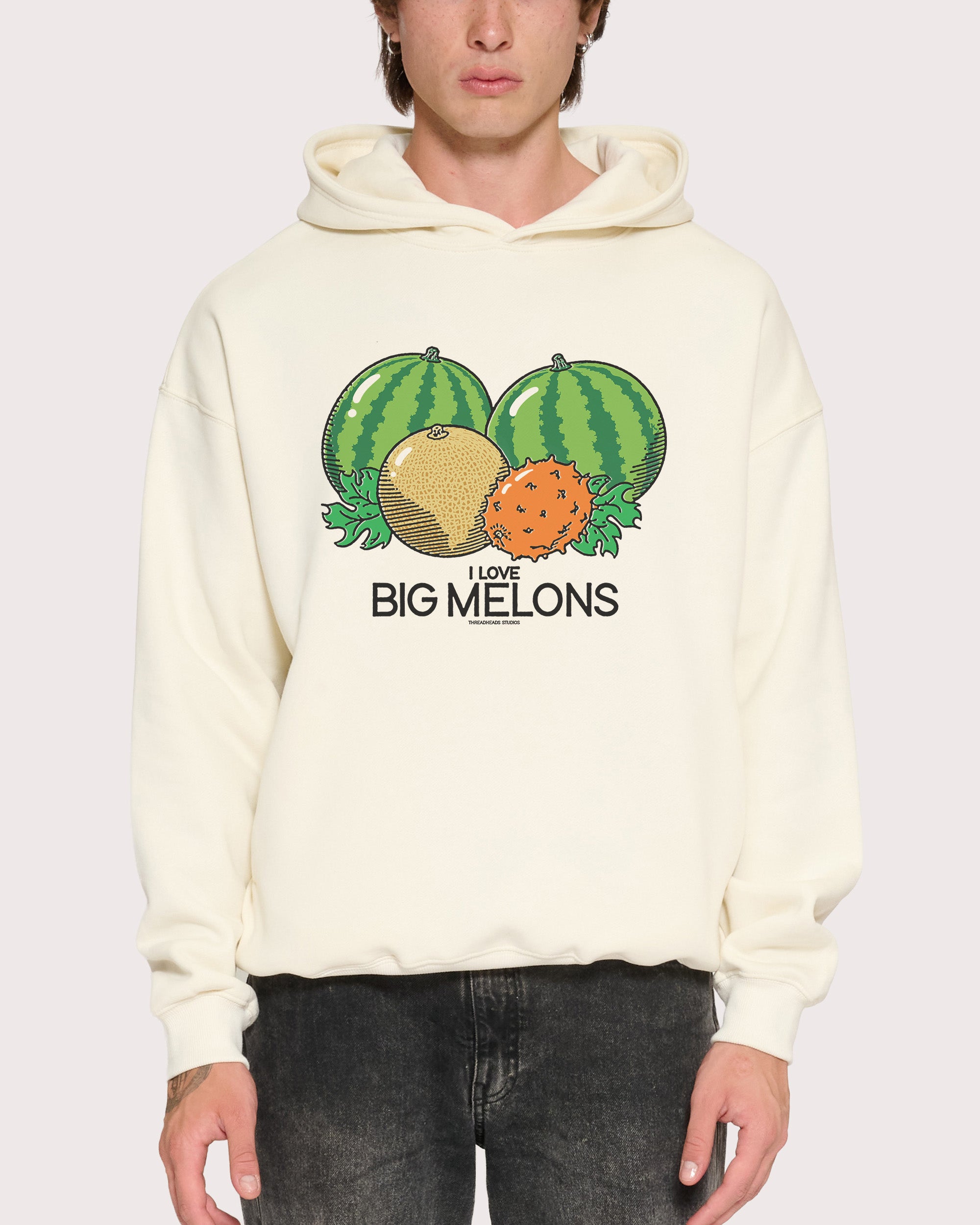 I Love Big Melons Natural Hoodie