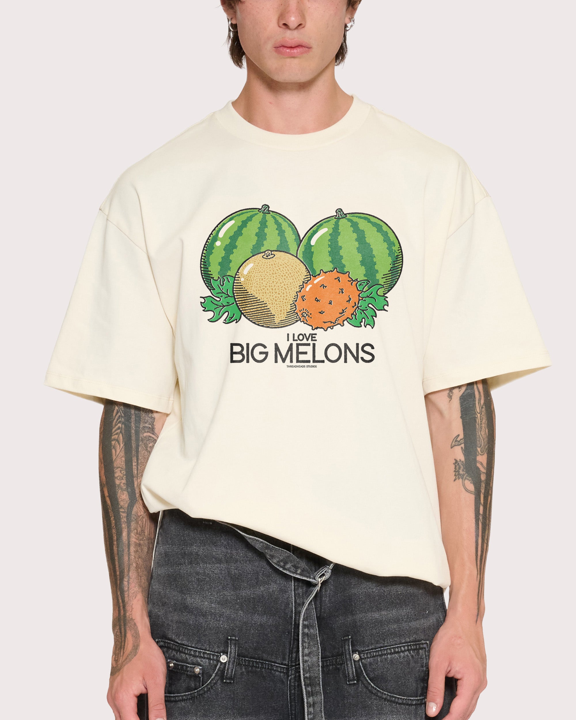 I Love Big Melons Natural Oversized Tee