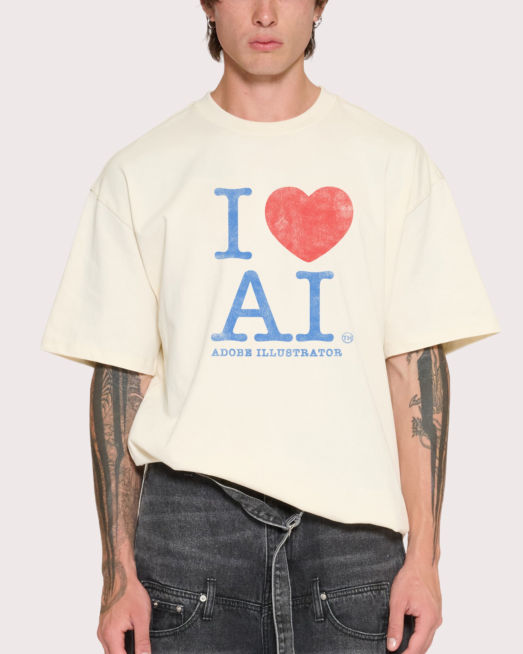 I Love AI Natural Oversized Tee