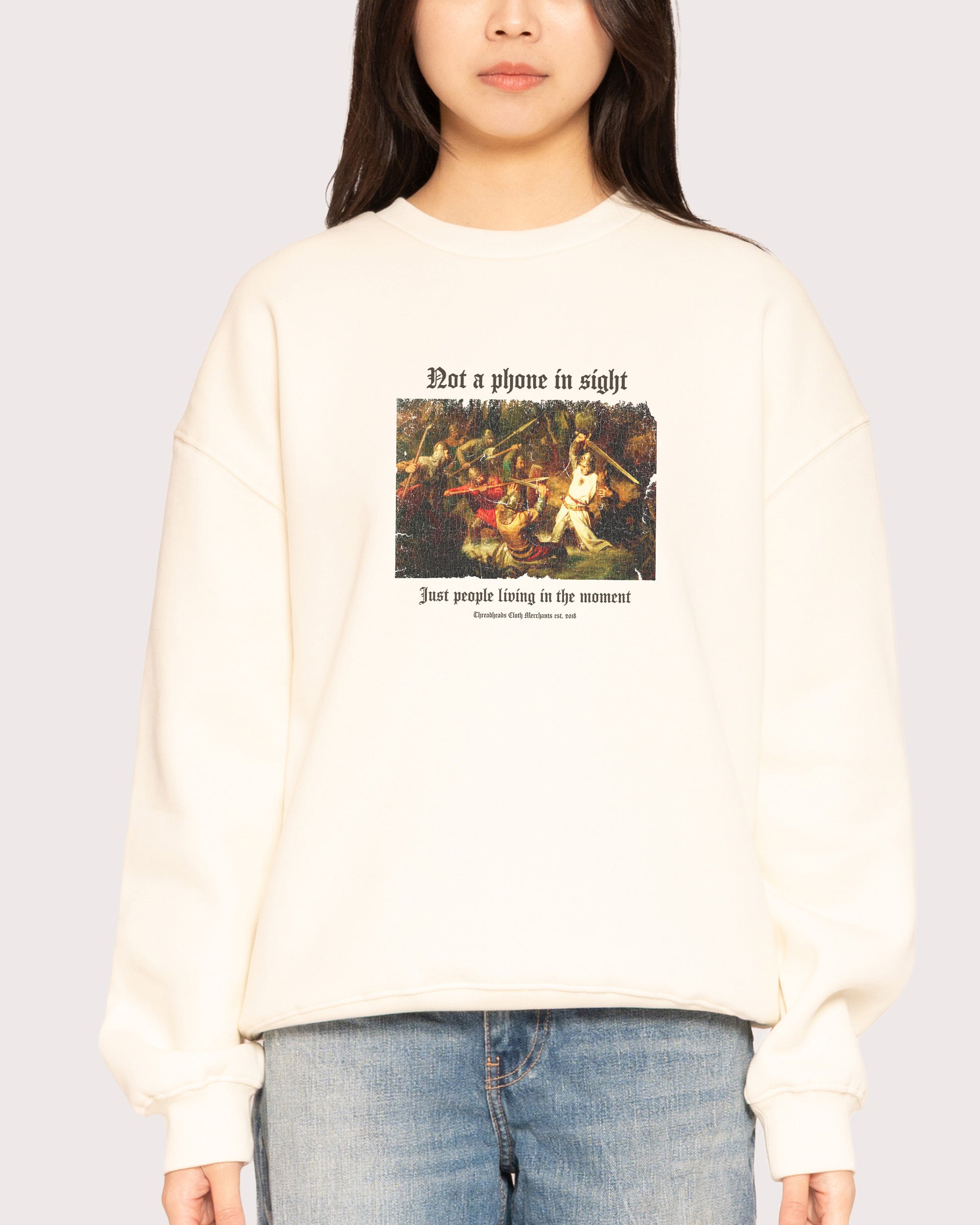 Not a Phone in Sight Natural Sweatshirt