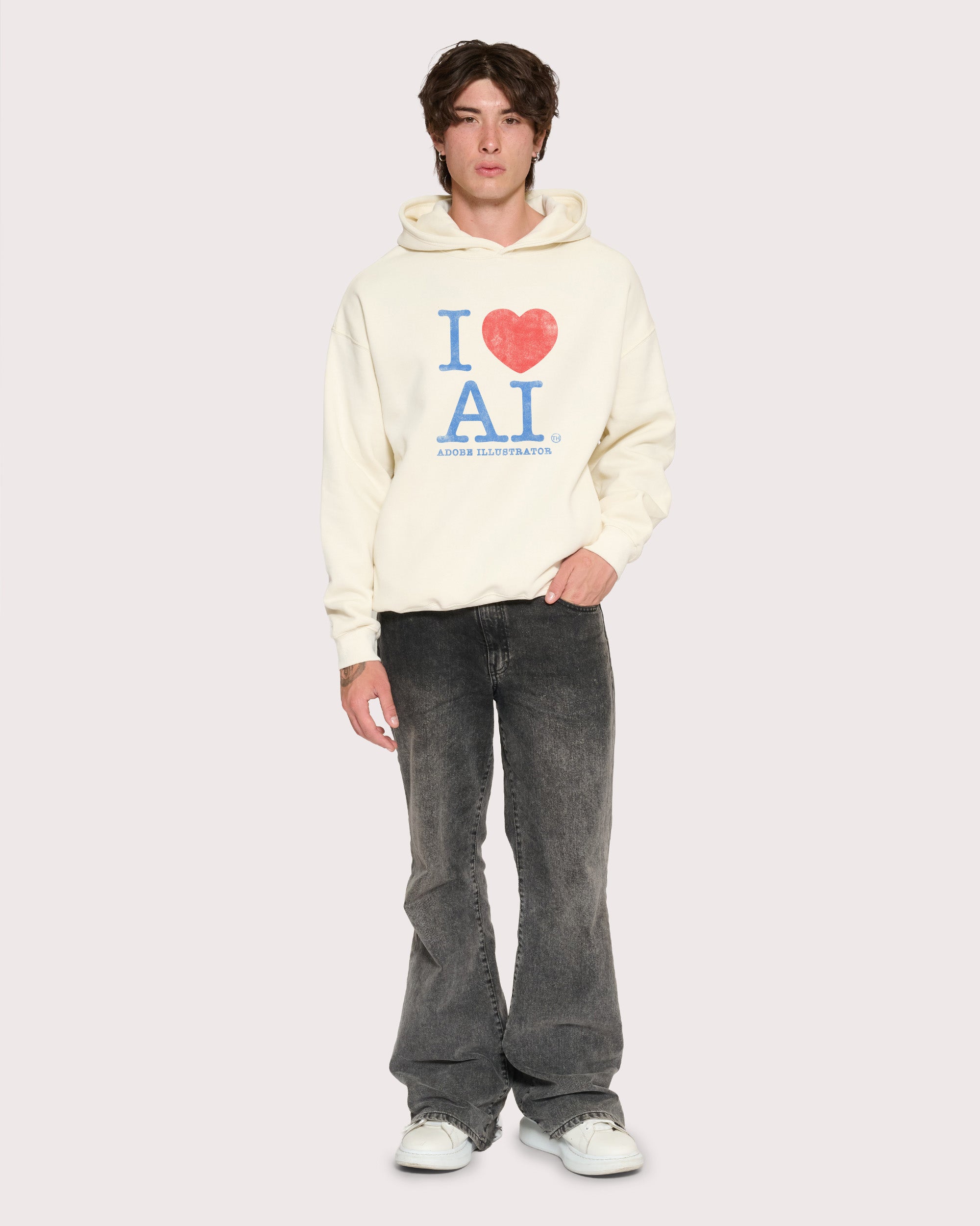 I Love AI Natural Hoodie
