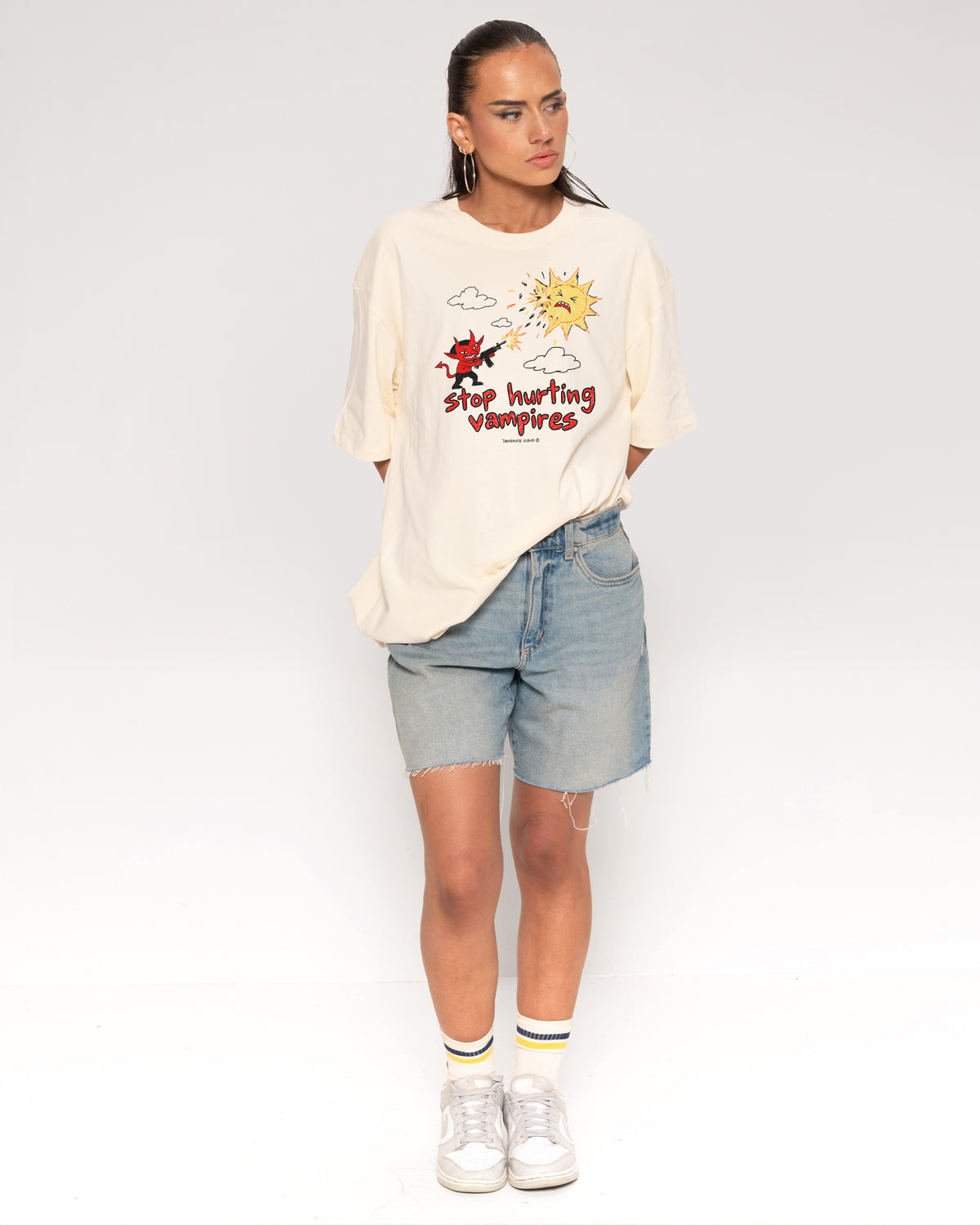 Stop Hurting Vampires Natural Oversized Tee